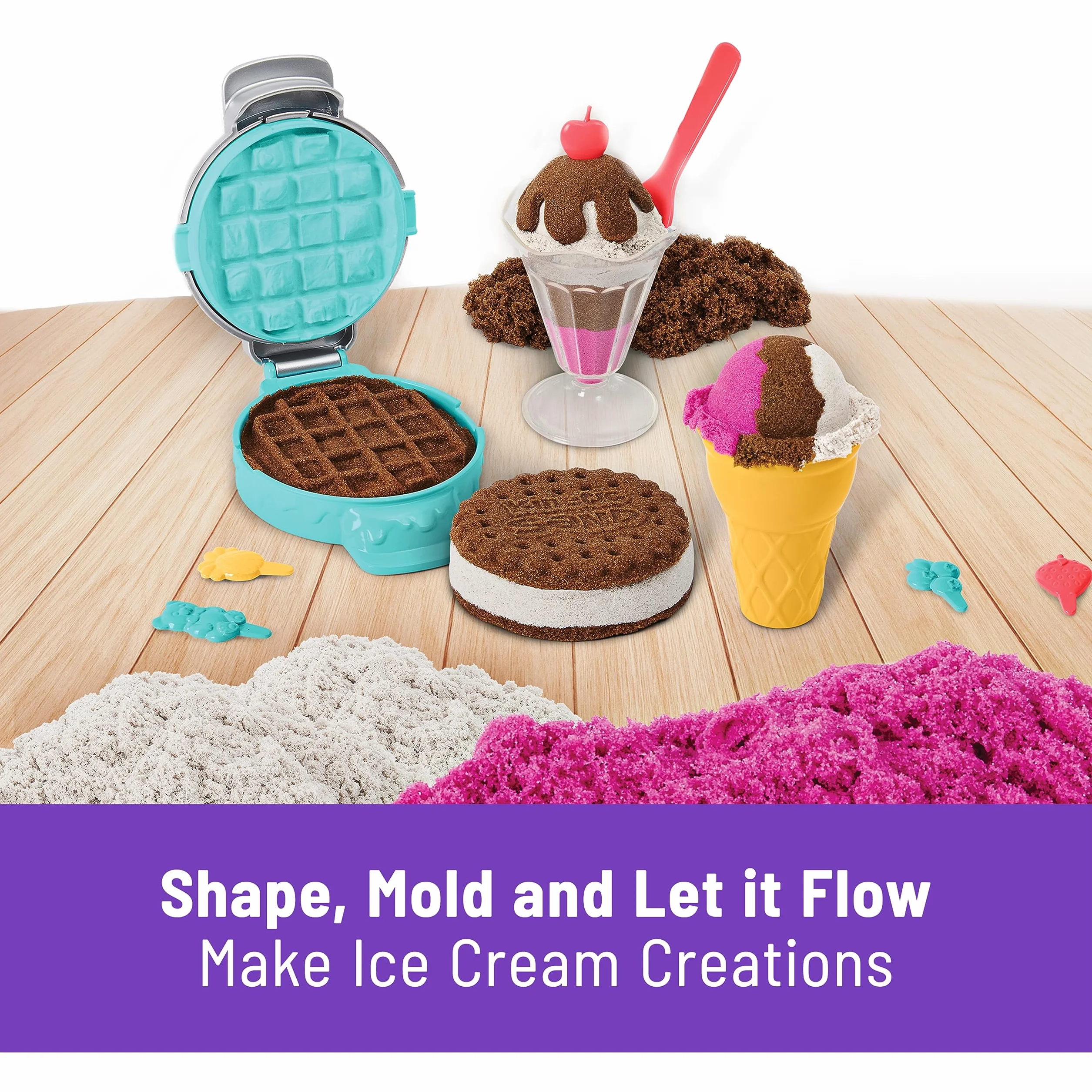 Kinetic Sand - Lodowe specjały, zestaw 3 kolorów pachnącego piasku kinetycznego z akcesoriami