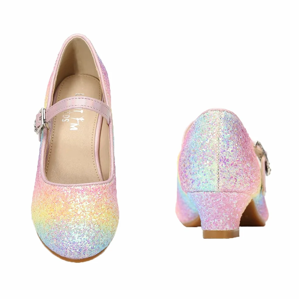 EIGHT KM dziewczęce buty na wysokim obcasie Mary Jane Princess Wedding Party Pump Shoes EKM7015 for Kids Toddler