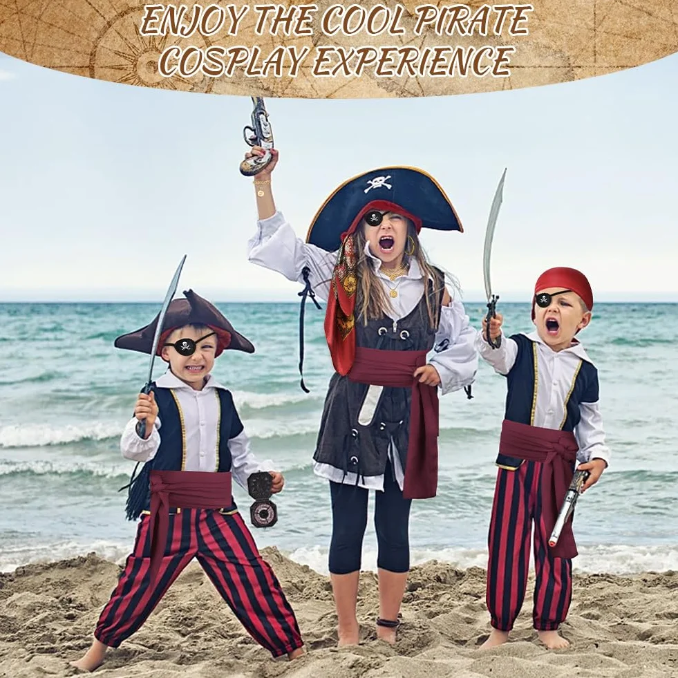 Zestaw akcesoriów do kostiumu pirata z akcesoriami kapitana, pas do szarfy, opaska na oczy, kotwica, łańcuszek do średniowiecznego renesansowego kostiumu pirata, impreza halloweenowa