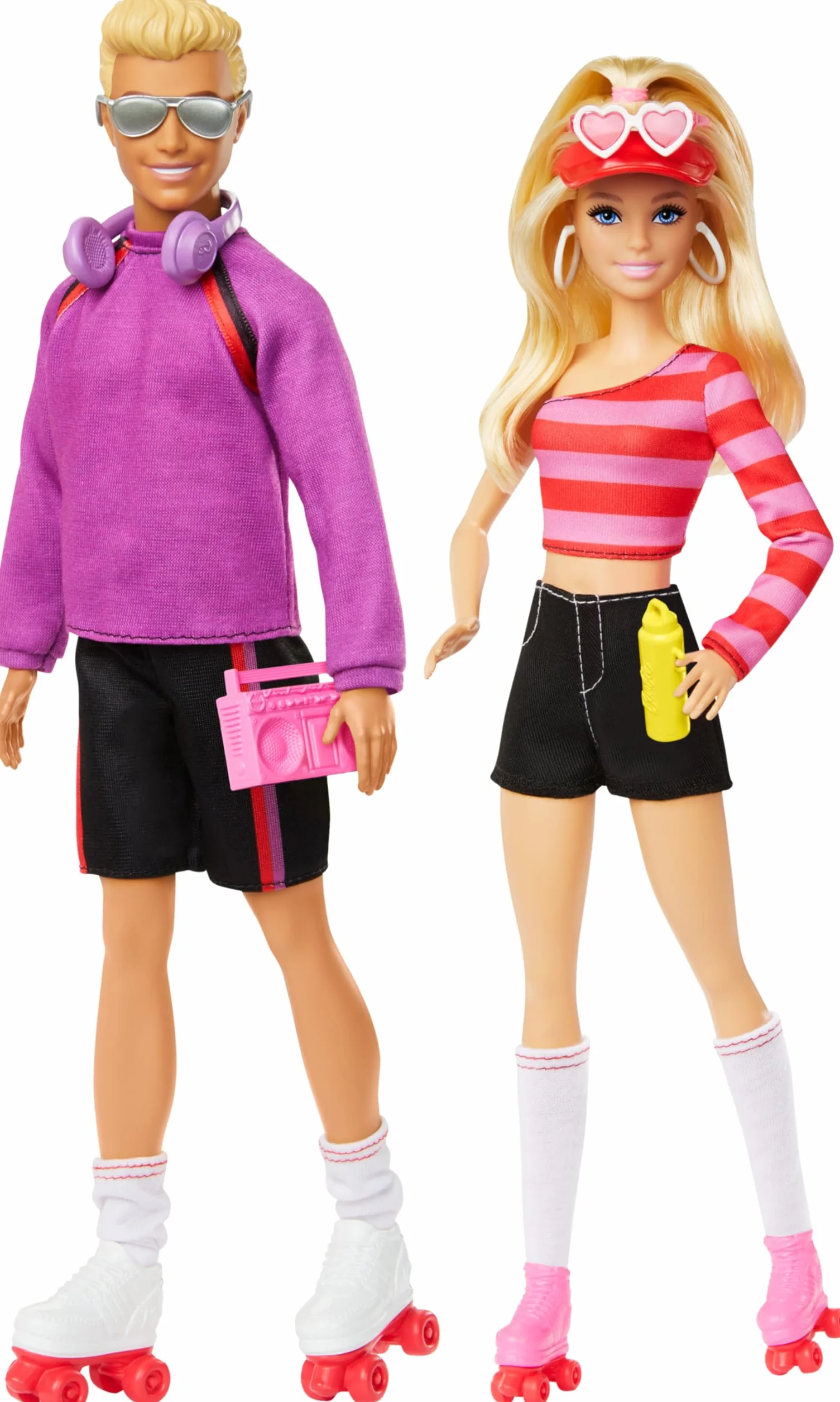 Barbie Fashionistas Barbie i Ken na wrotkach 65 rocznica Zestaw z 2 lalkami i 6 akcesoriami, HXK90