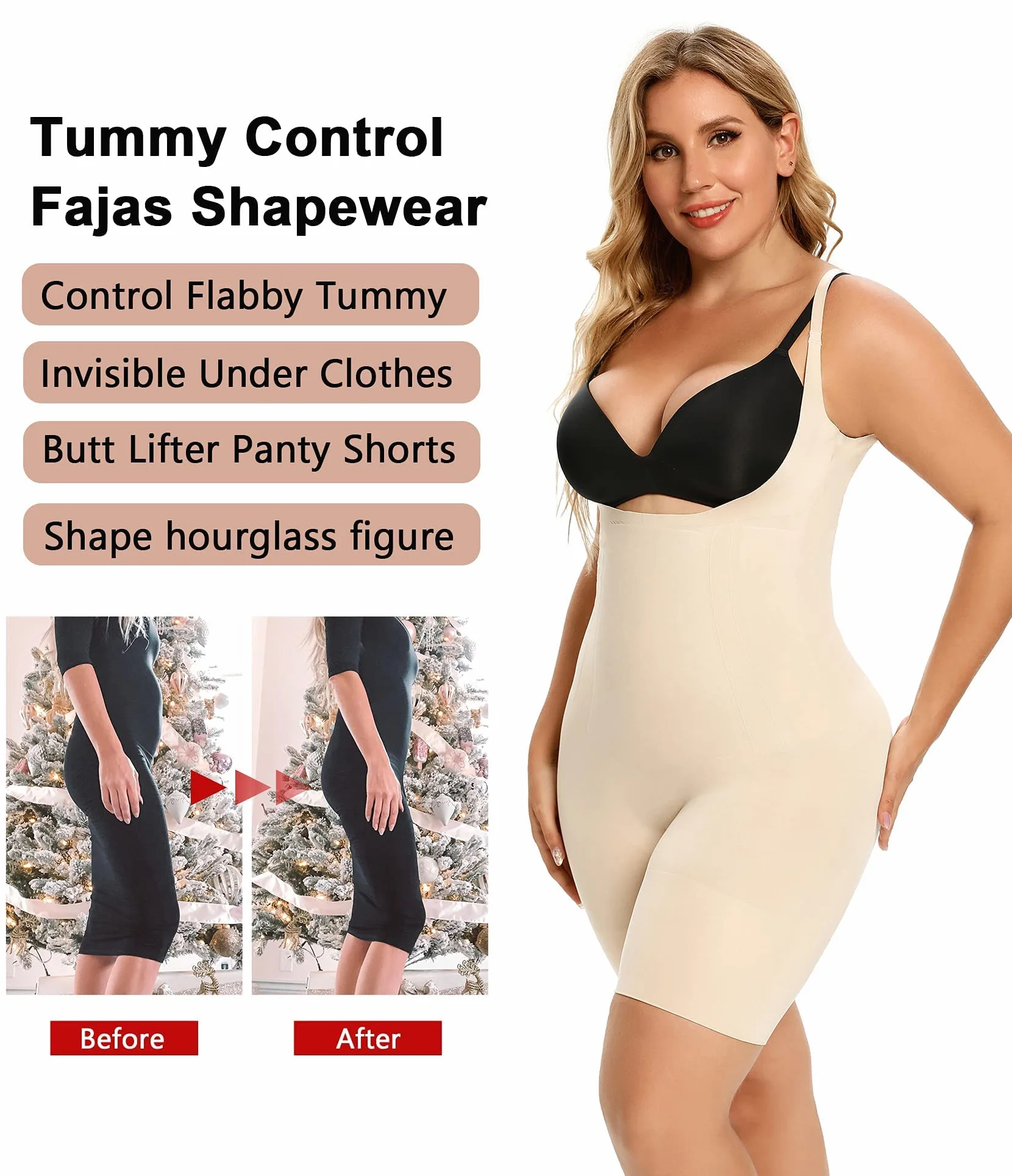 SHAPERX Shapewear Bielizna Modelująca dla Damskie Body Shaper Modelowania Ciała Wyszczuplający