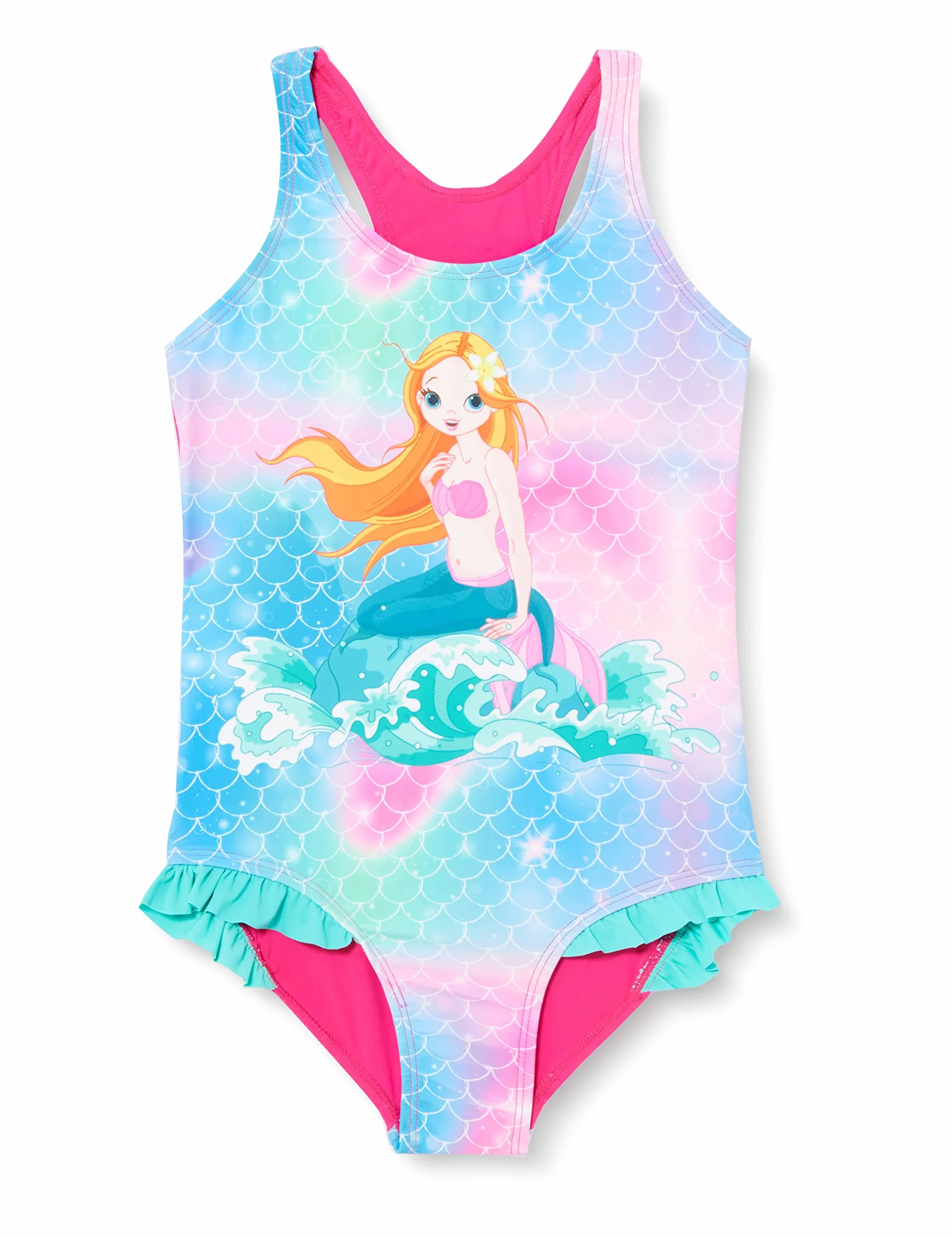 Playshoes Dziewczęcy kostium kąpielowy z ochroną przed promieniowaniem UV, Syrena, 122/128 cm