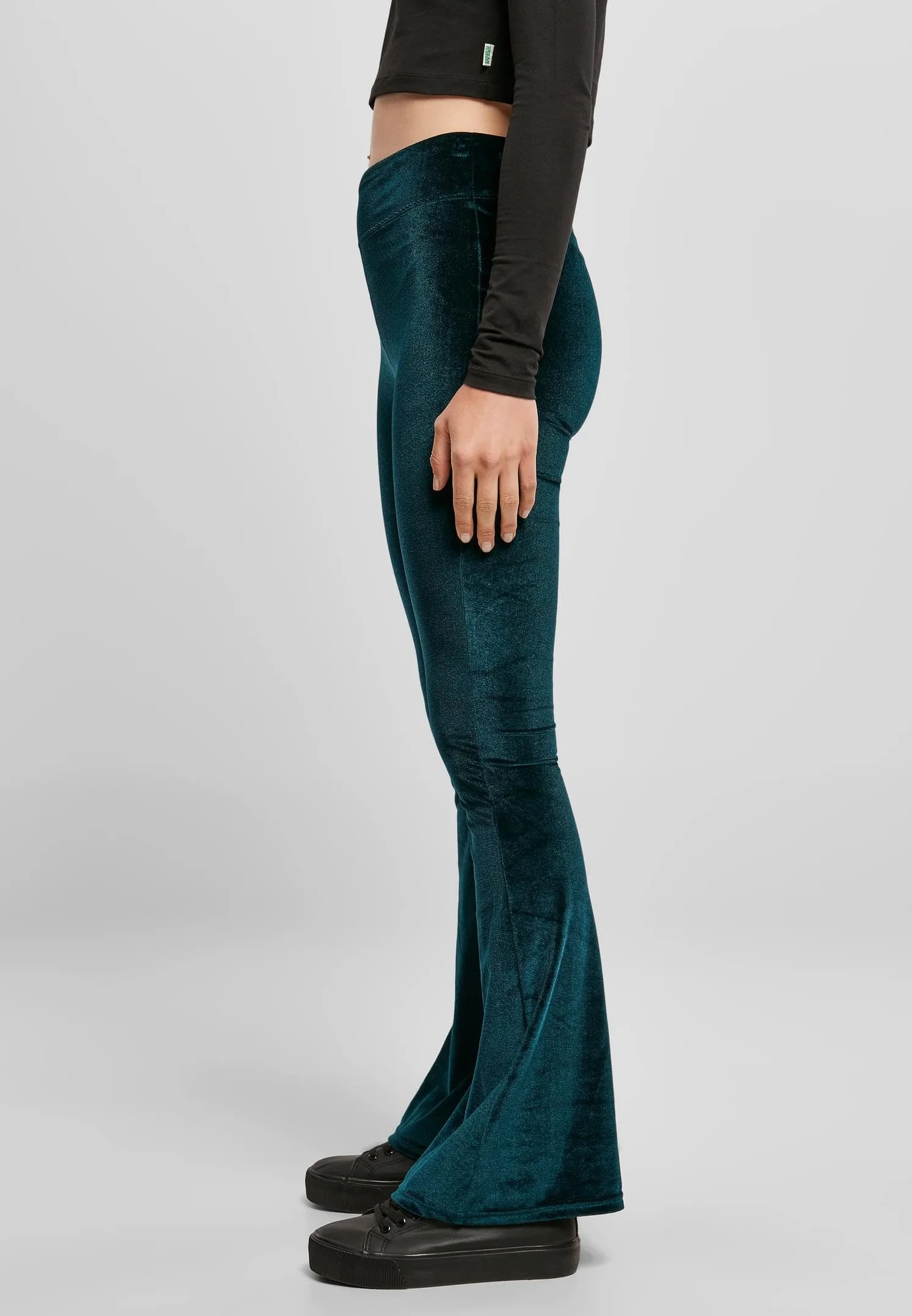 Urban Classics Damskie Legginsy Z Wysokim Stanem Velvet Boot Cut - Leginsy Kobiety