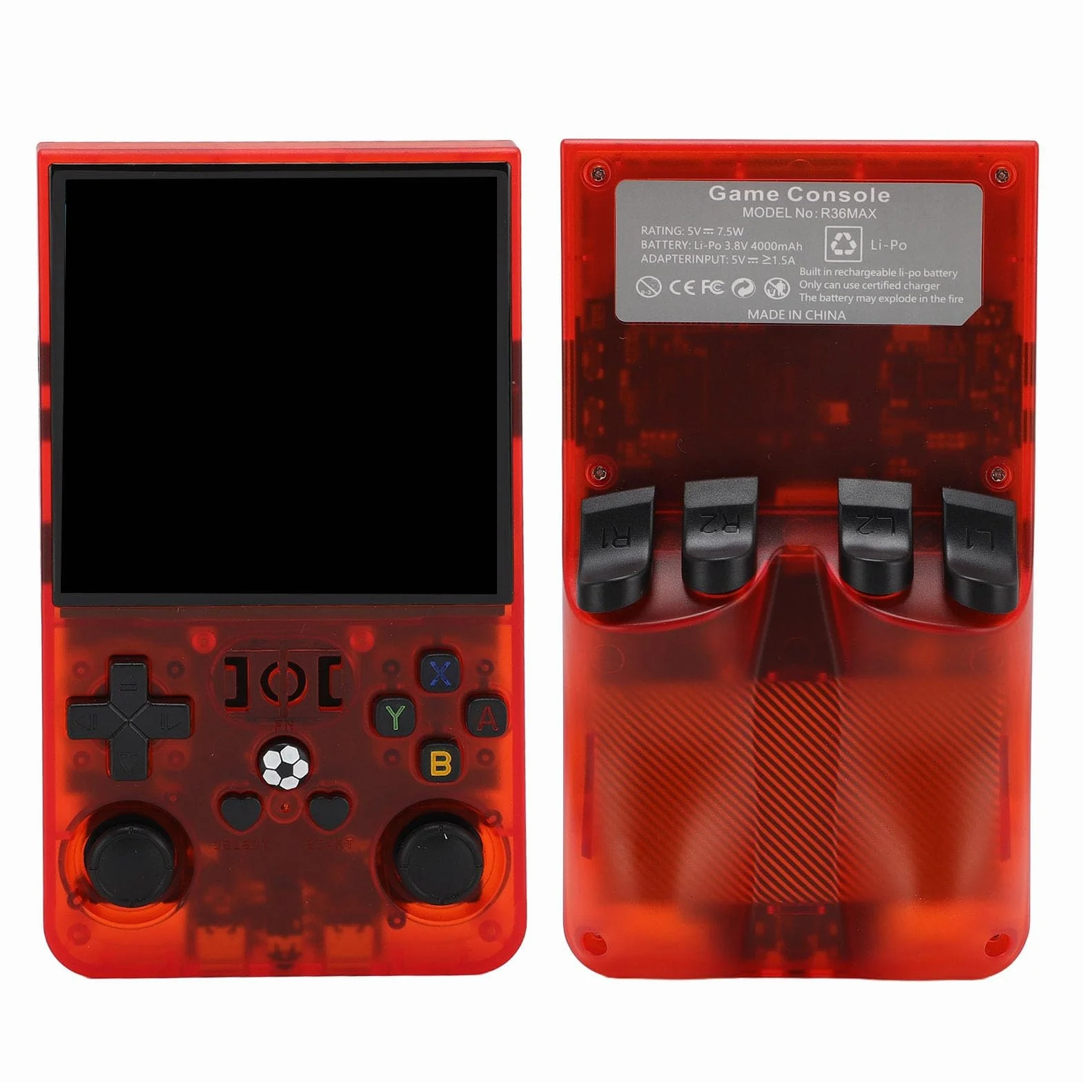 Przenośna Konsola do Gier R36MAX, Przenośne Urządzenia Videojuegos z 4-calowym Ekranem IPS Odtwarzacz Gier Open Source 720x720 Bateria 4000 MAh Obsługuje ponad 60 Emulatorów dla