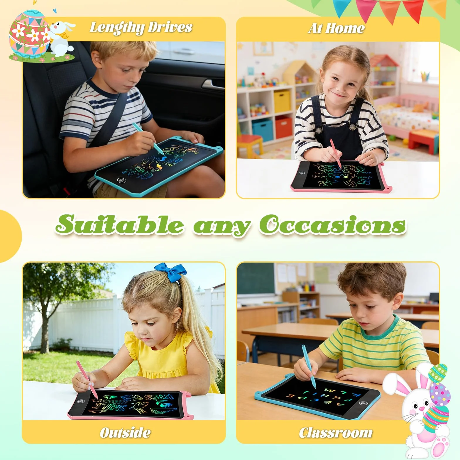 RaceGT 2PCS Kolorowy tablet LCD do pisania 8.5'' Magiczna tabliczka dla dzieci, tablet do pisania dla dzieci, tablet graficzny LCD, zabawka dla dzieci dla dziewczynek w wieku 2 3 4 5 6 lat