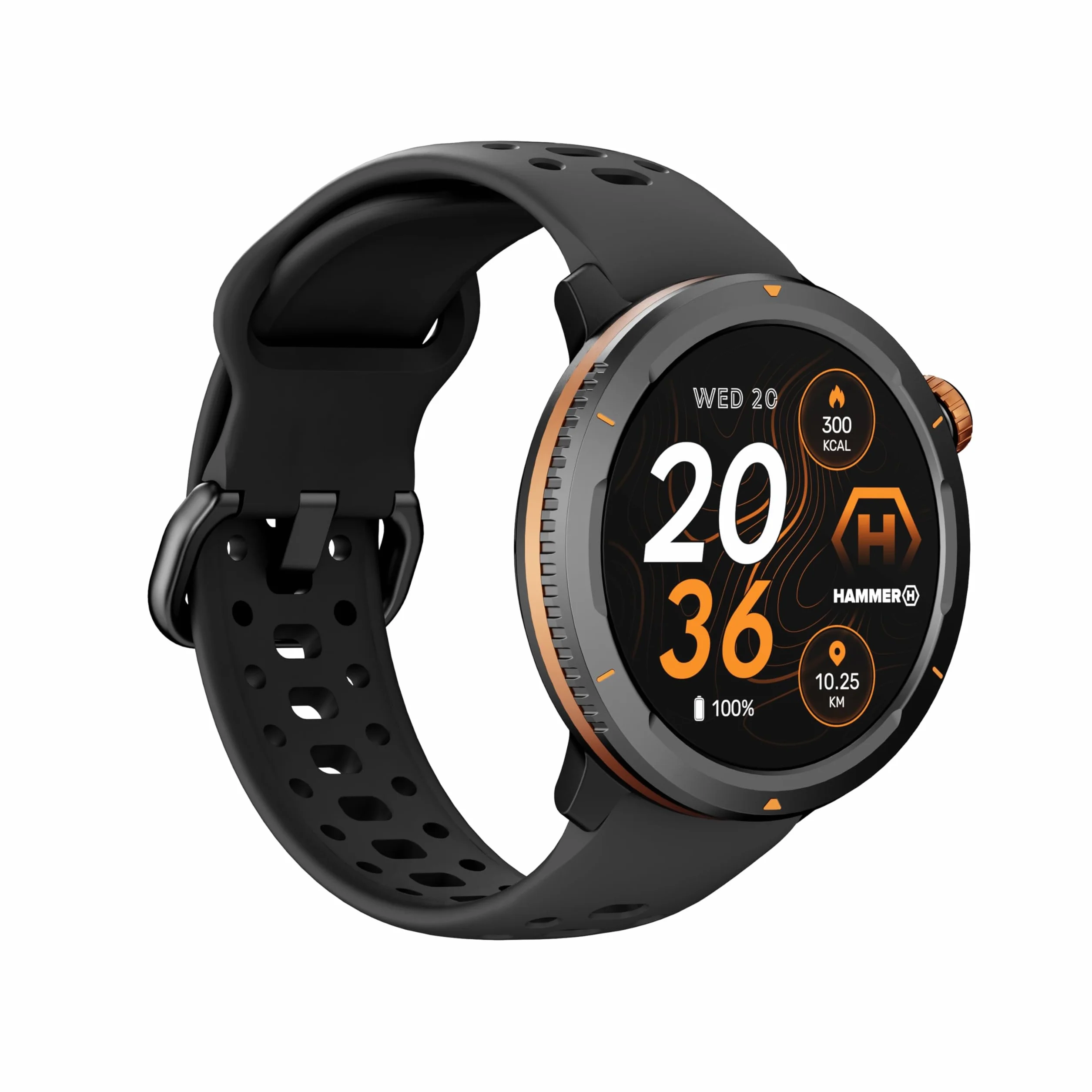 Hammer Smartwatch 2 Lite, wyświetlacz AMOLED 1,43 cala, funkcja Always-on-Display, bateria 370 mAh do 15 dni na jednym ładowaniu, wodoodporność 3 ATM, Bluetooth i przycisk SOS.