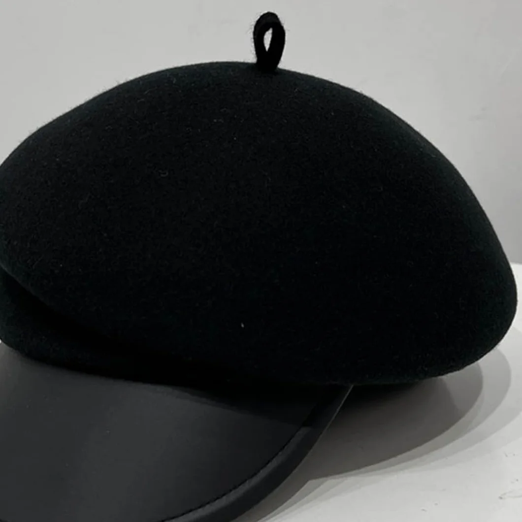 Pulcykp Damska wełniana czapka zimowa skórzana czapka z daszkiem ciepła czapka śnieżna narciarska czapka beret gazeciarz