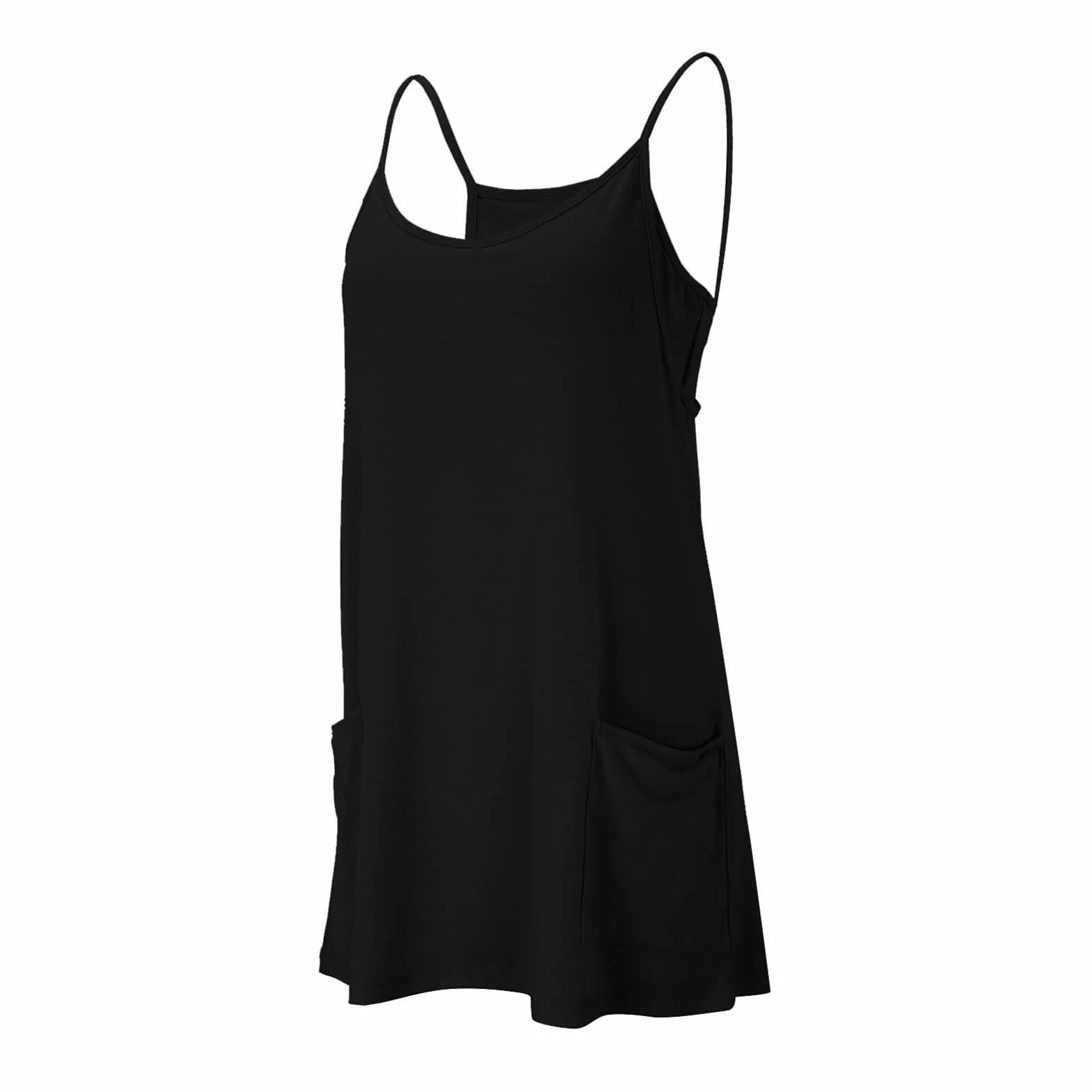 Women's Summer Sleeveless Mini Dress, Womens Tennis Dresses, Workout Dress, 2-in-1 Exercise Dress, Golf Athletic Dresses, Adjustable Straps, with Built in Shorts