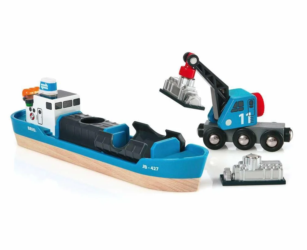 BRIO World - kontenerowiec z wózkiem dźwigowym
