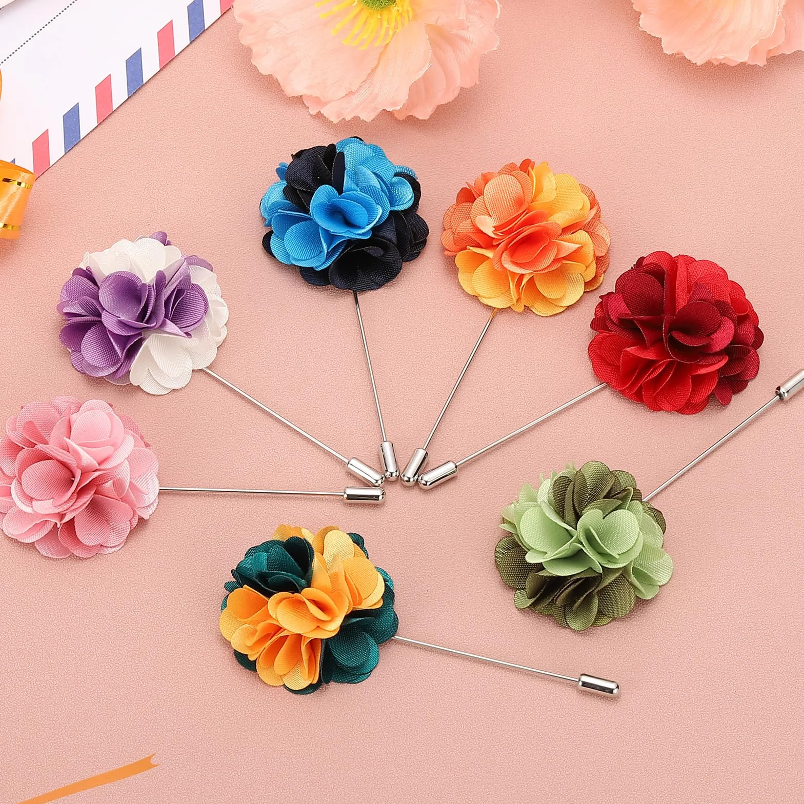 PATIKIL Boutonnieres przypinka kwiatowa, przypinka do klapy dla mężczyzn, kwiat kamelii, do garnituru, na ślub, ukończenie szkoły, rocznicę, broszka, strój ukończenia szkoły, Standard, Pewter