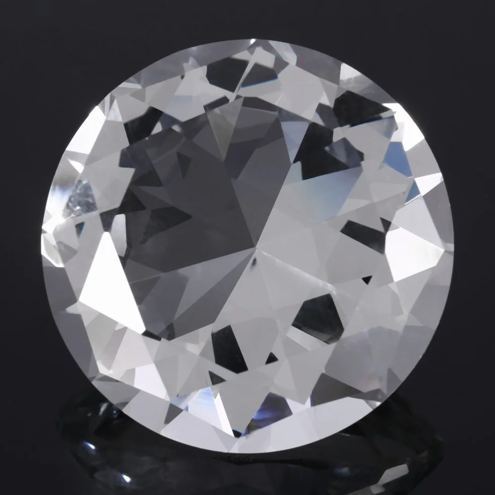Kamień z syntetycznego diamentu o średnicy 60 mm, okrągły diament cięty maszynowo, duża biżuteria ze sztucznego kryształu z przezroczystego szkła Rhinestone