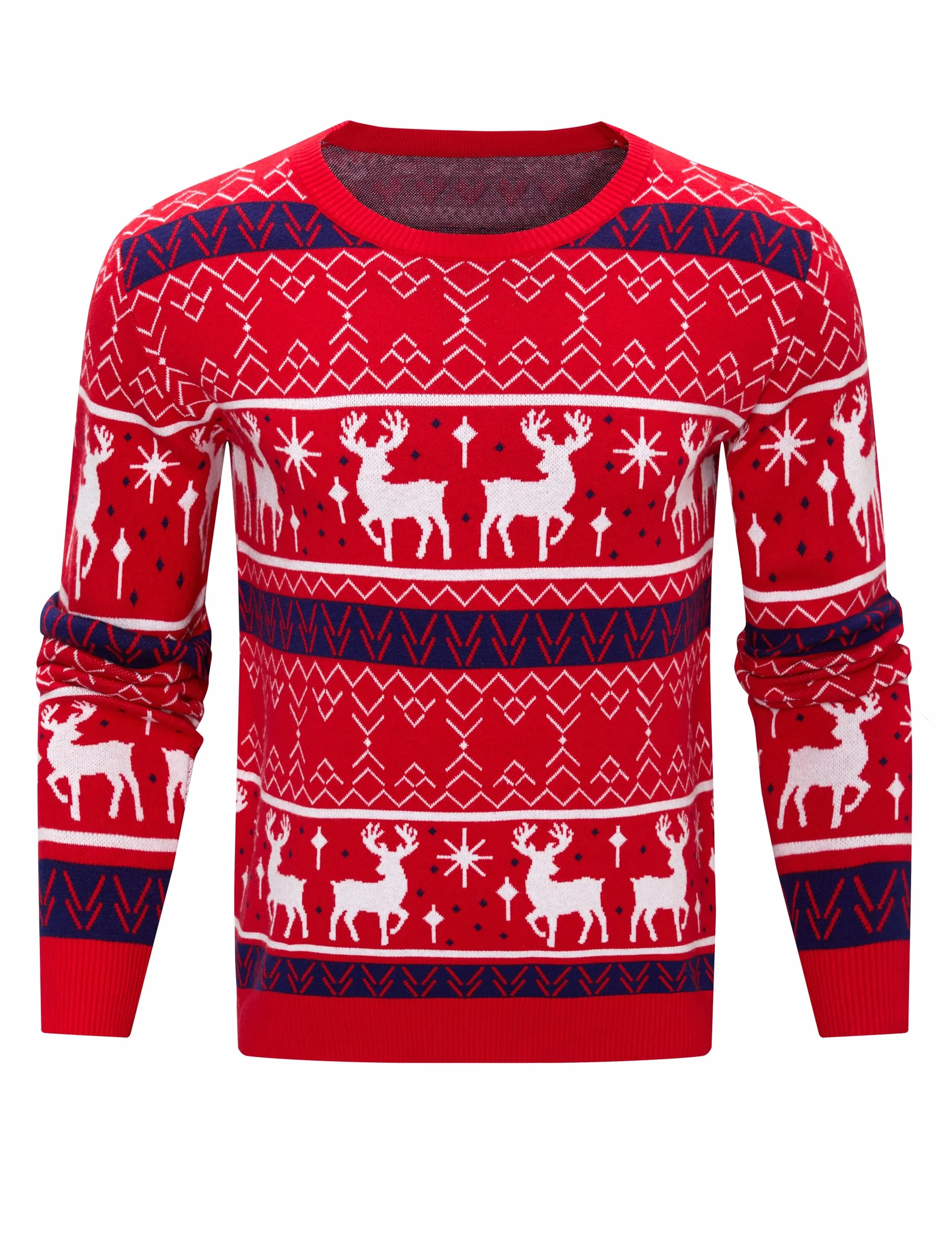 Litherday Świąteczny sweter męski zabawny renifer świąteczny nadruk oryginalny męski sweter świąteczny na zimowe imprezy S-XXL