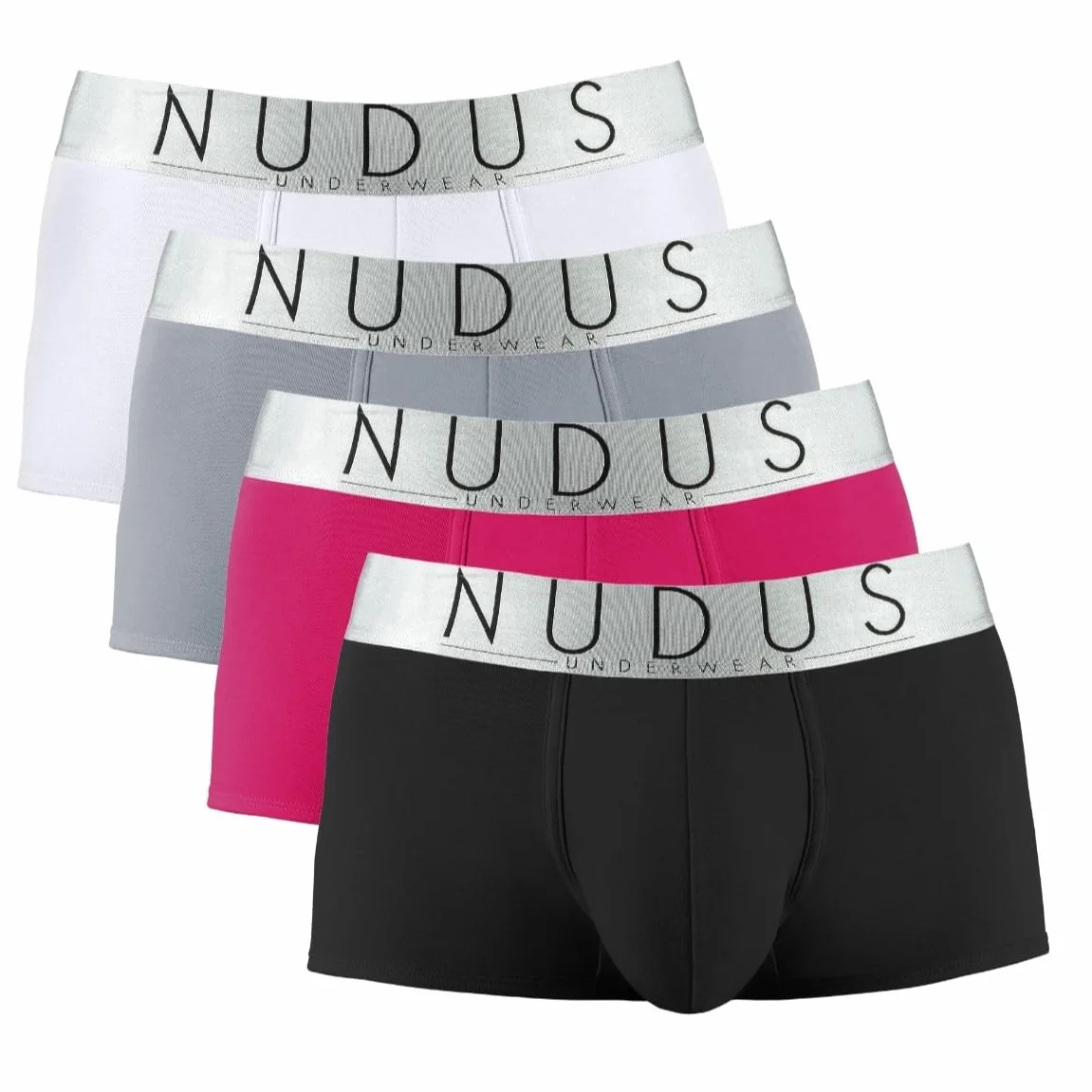 NUDUS Premium męska bielizna – 4-pak miękkiej bawełnianej bielizny dla mężczyzn, niskiego stanu, lekka i oddychająca