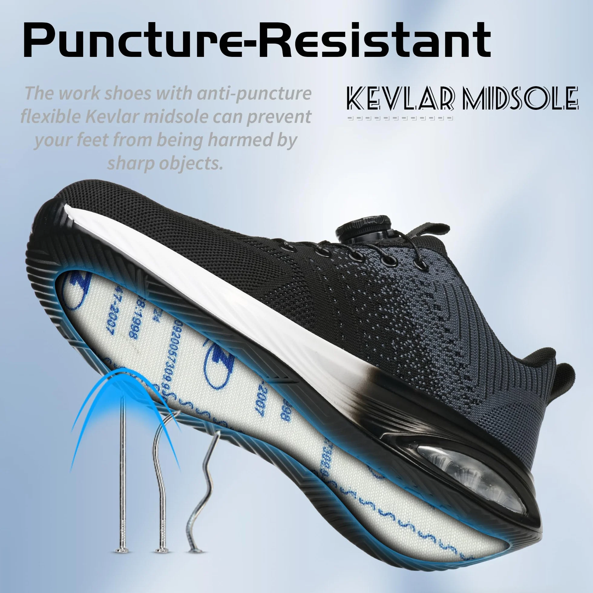 Buty ochronne dla mężczyzn i kobiet, lekkie, sportowe buty robocze, oddychające, stalowe noski, antypoślizgowe, z pokrętłem