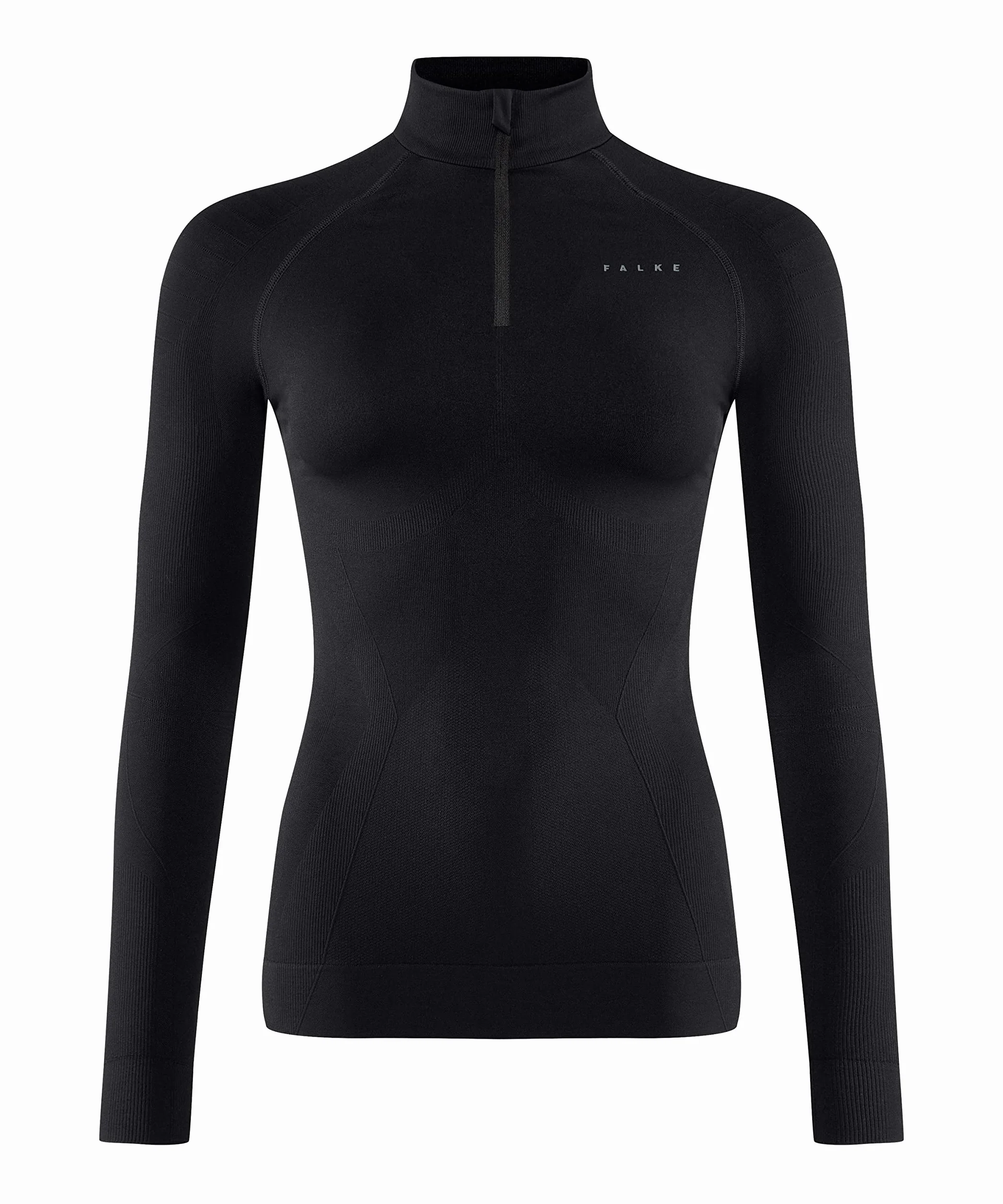 FALKE Kobiety Warstwa podstawowa (góra) Maximum Warm High Zip Neck W L/s Sh Termoaktywny, Oddychający i Szybkoschnący szybkoschnące ciepłe 1 Sztuka, Czarny Black 3000, S