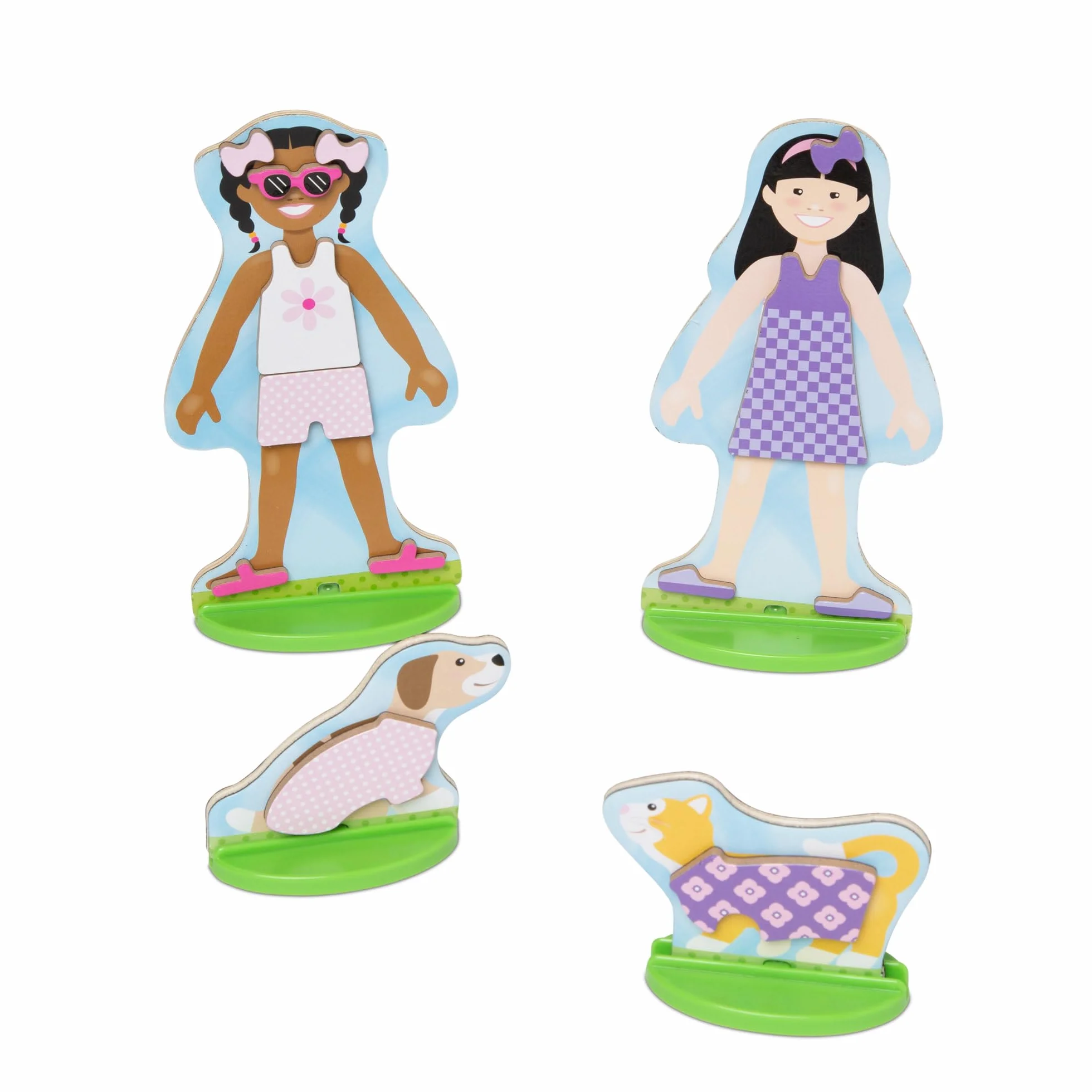 Melissa & Doug – zabawkowy zestaw do zabawy z odgrywaniem ról: magnetyczne przebieranki, drewniane laleczki, najlepsze przyjaciółki (78 elementów)