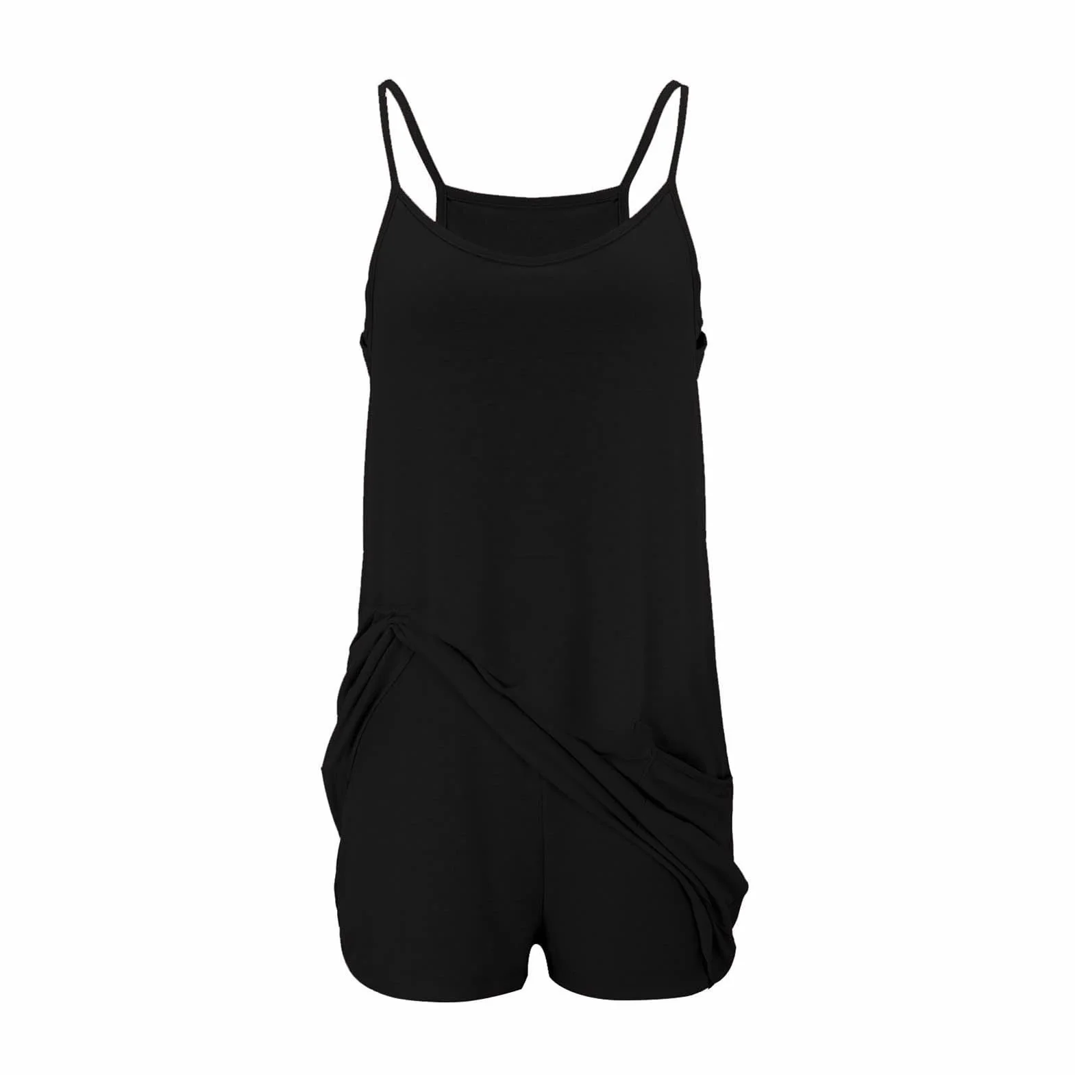 Women's Summer Sleeveless Mini Dress, Womens Tennis Dresses, Workout Dress, 2-in-1 Exercise Dress, Golf Athletic Dresses, Adjustable Straps, with Built in Shorts