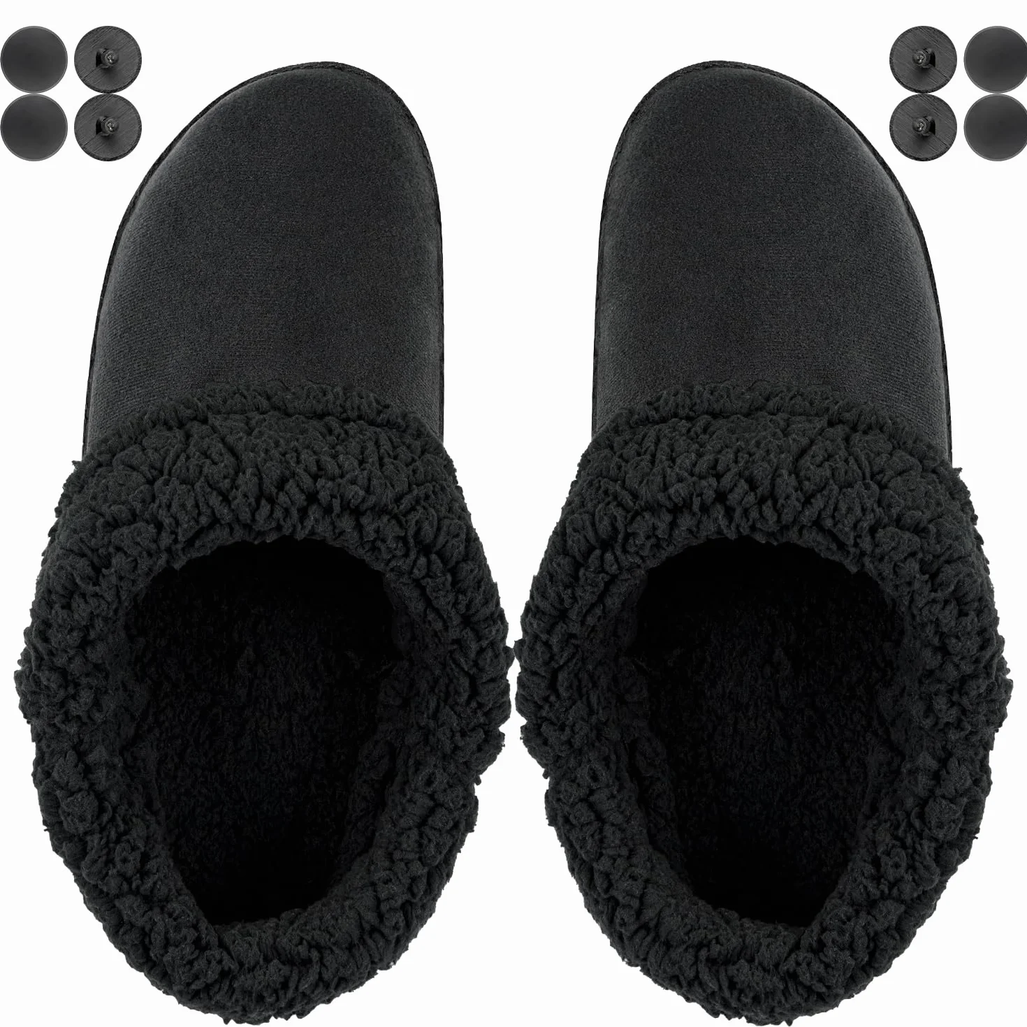 Endoto Wkładki do Crocs(Wersja Zimowa) Clog Butów, Zamiennik Wkladka Zamienne Pluszowa Podszewka Insoles Replacement Insert(Czarny)