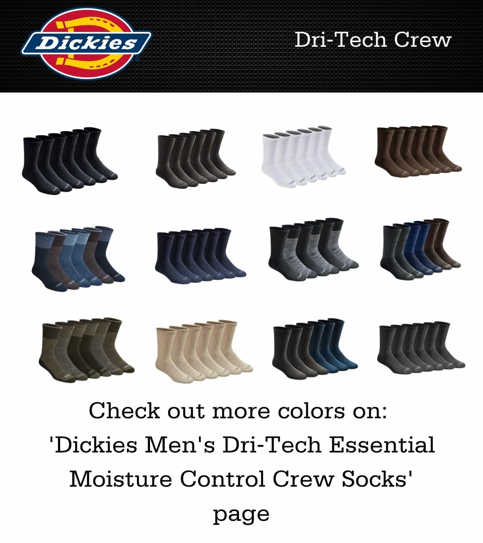 Dickies Skarpety na co dzień Mężczyźni Dickies Męskie skarpety Dri-tech Moisture Control Crew Multipack (6 w zestawie)