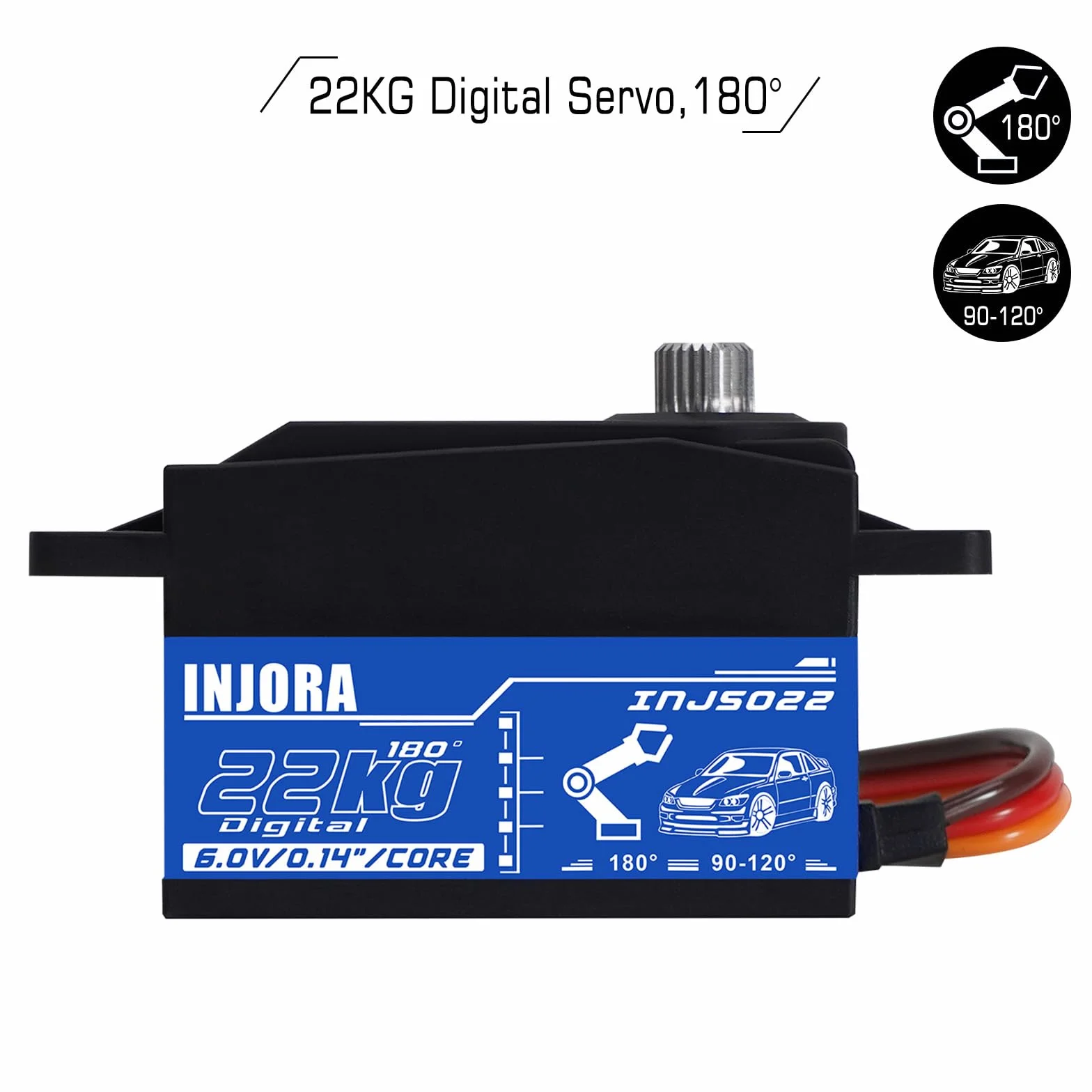 INJORA INJS022 22 kg niskoprofilowy cyfrowy serwo z ramieniem serwo 25T do samochodów RC 1/10 i modeli robotów