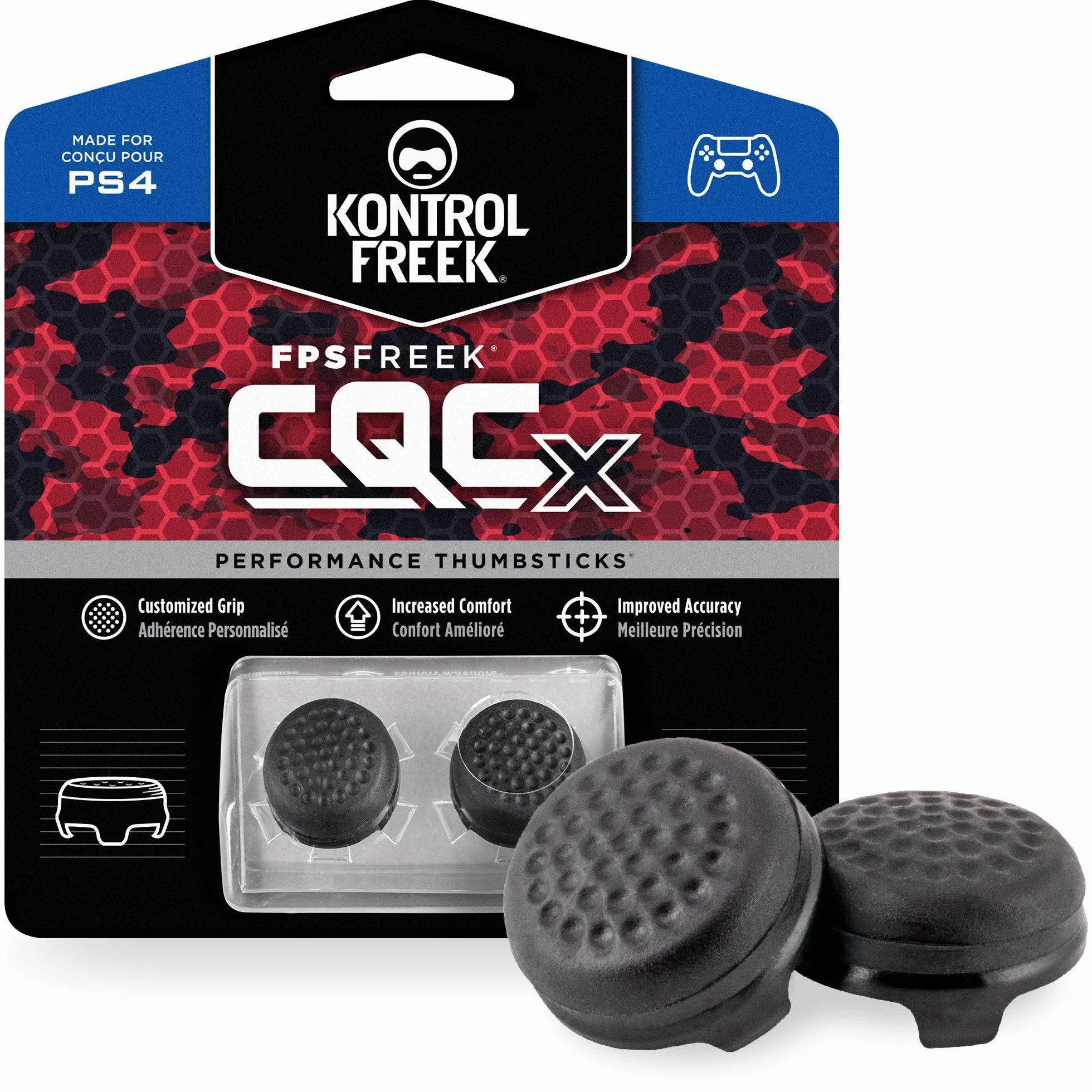 KontrolFreek CQCX do kontrolerów PlayStation 4 (PS4) i PlayStation 5 (PS5) | 2 drążki wypukłe średniej wielkości Performance Thumbsticks | Czarne