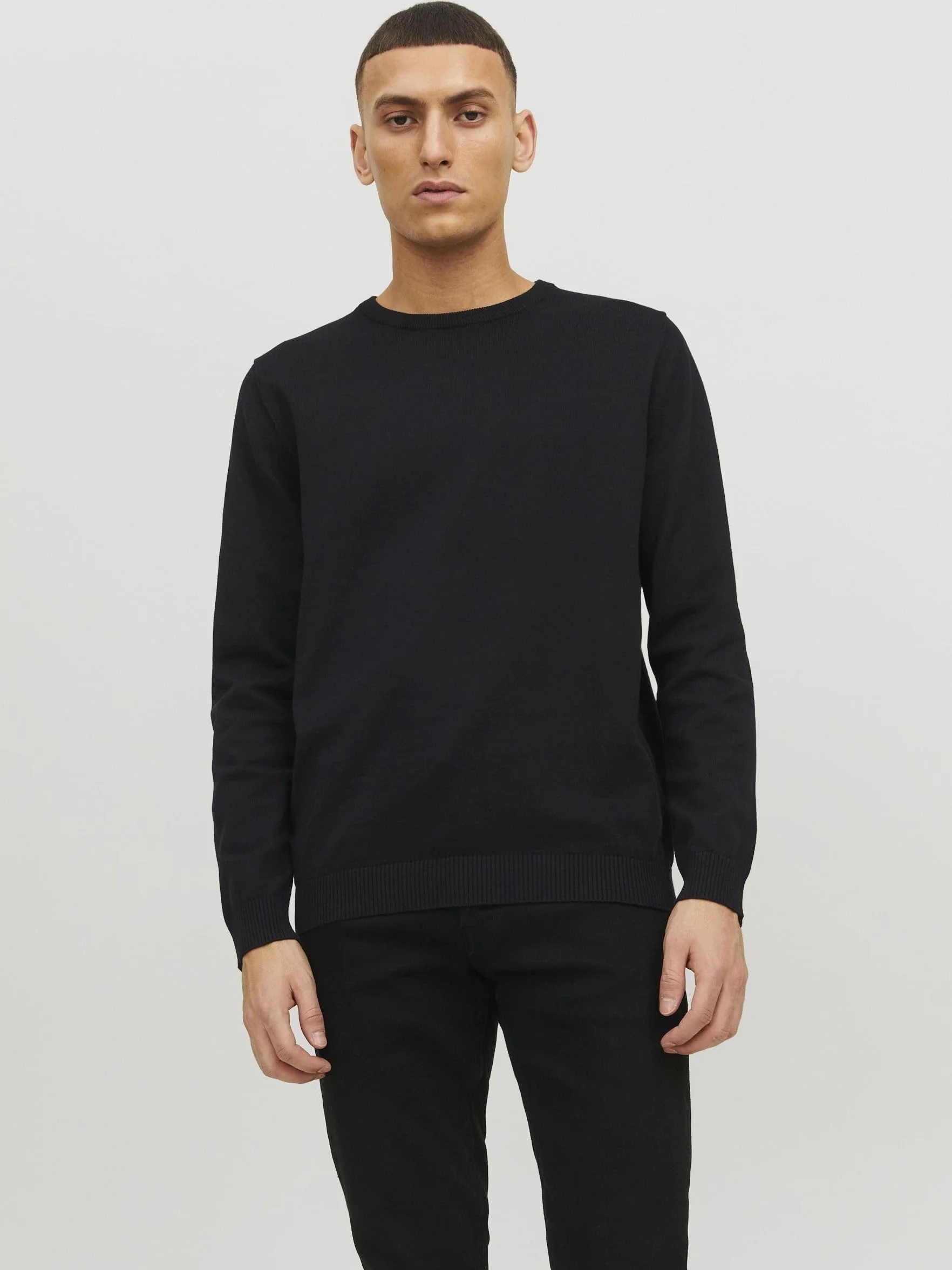 Jack & Jones Mężczyźni Jjebasic Knit Crew Neck Noos Sweter, Czarny, L