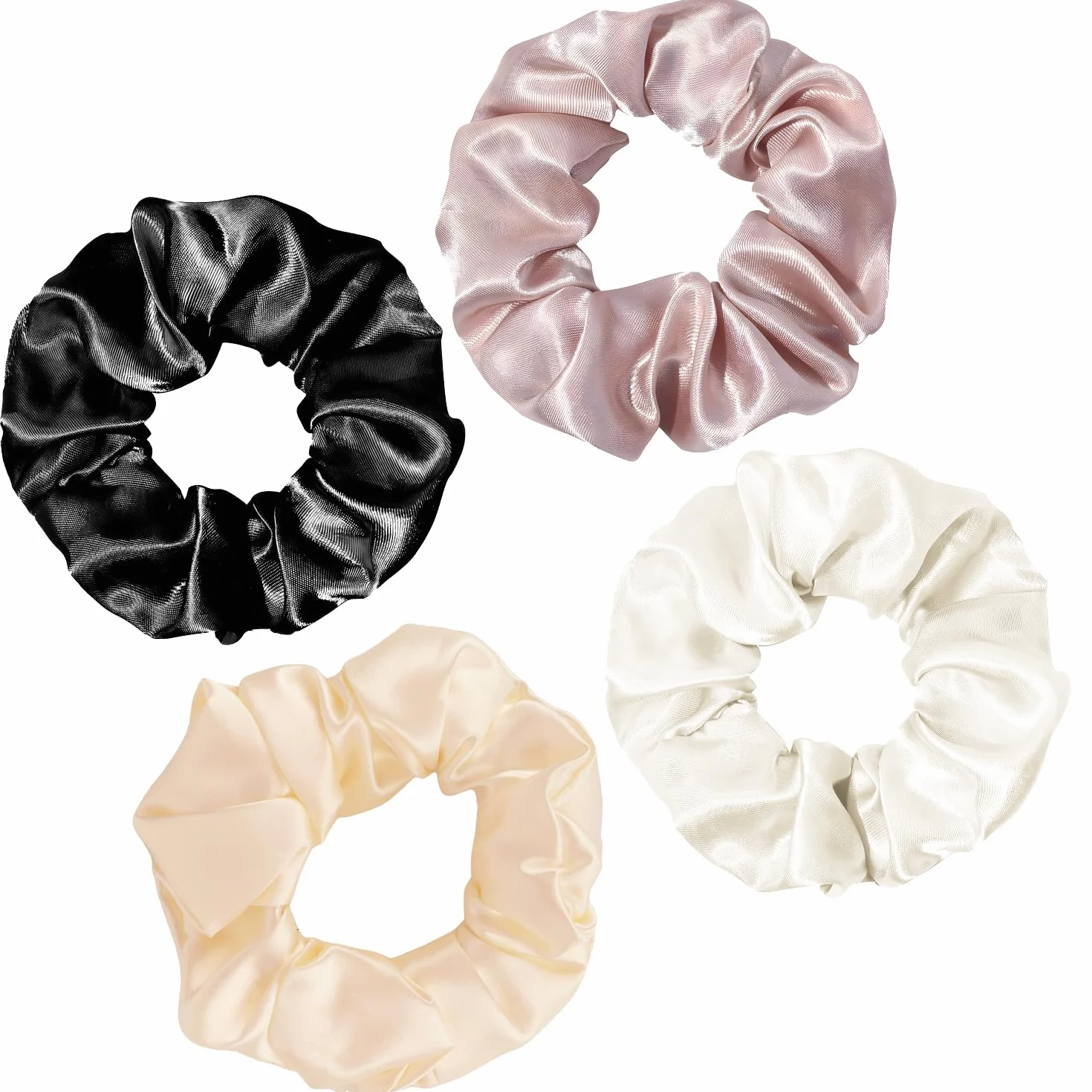 Zestaw 4 gumek do włosów, 100% czystego jedwabiu morwowego, małe Scrunchies, elastyczne opaski do włosów, ozdoba do włosów, gumka do warkocza, mniej puszenia się włosów i łamania włosów