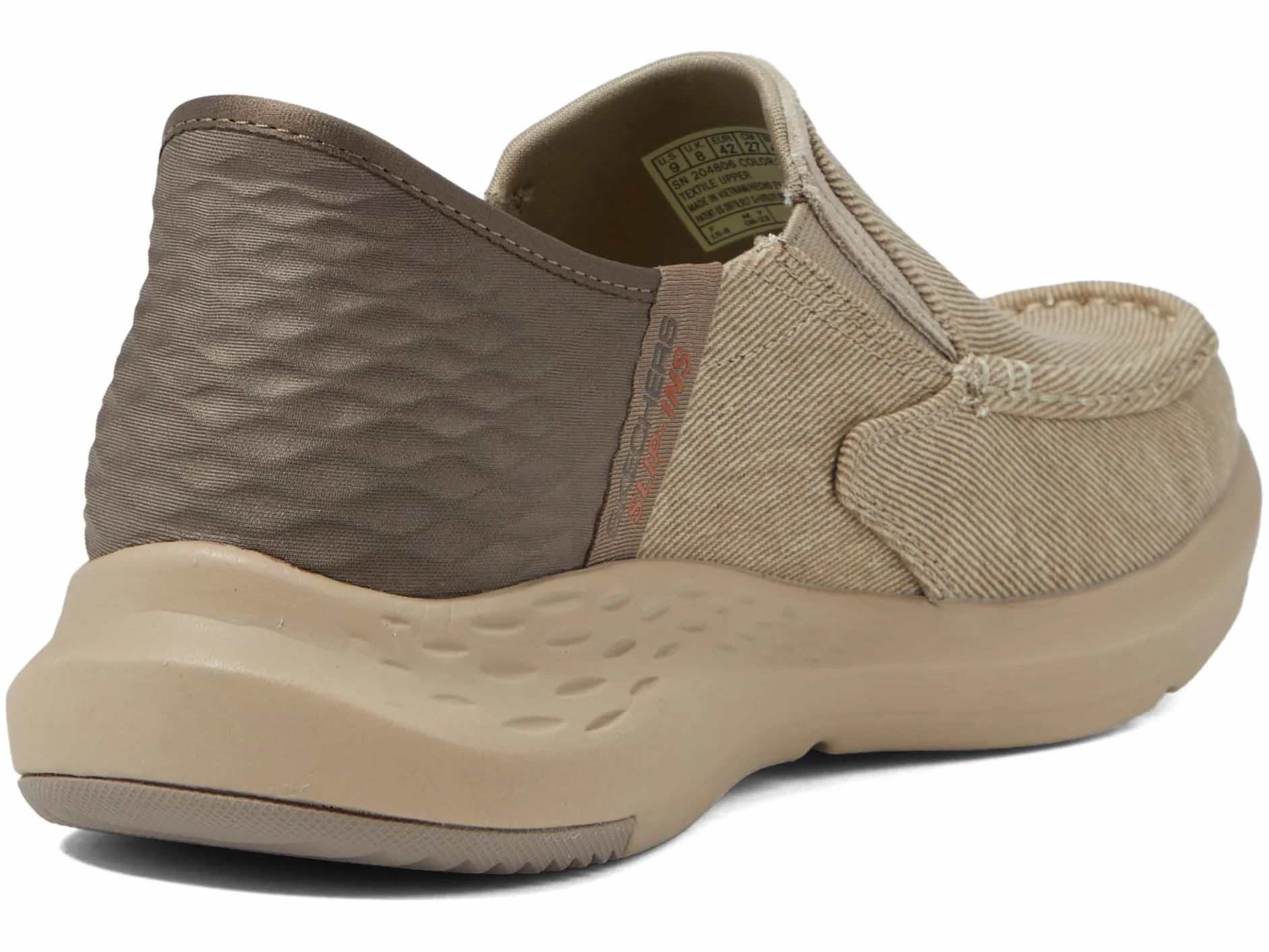 Skechers USA Men's Men's Parson-Dewitt 204806 Twin Gore Moc Toe Slip-Ins, Beige, 9