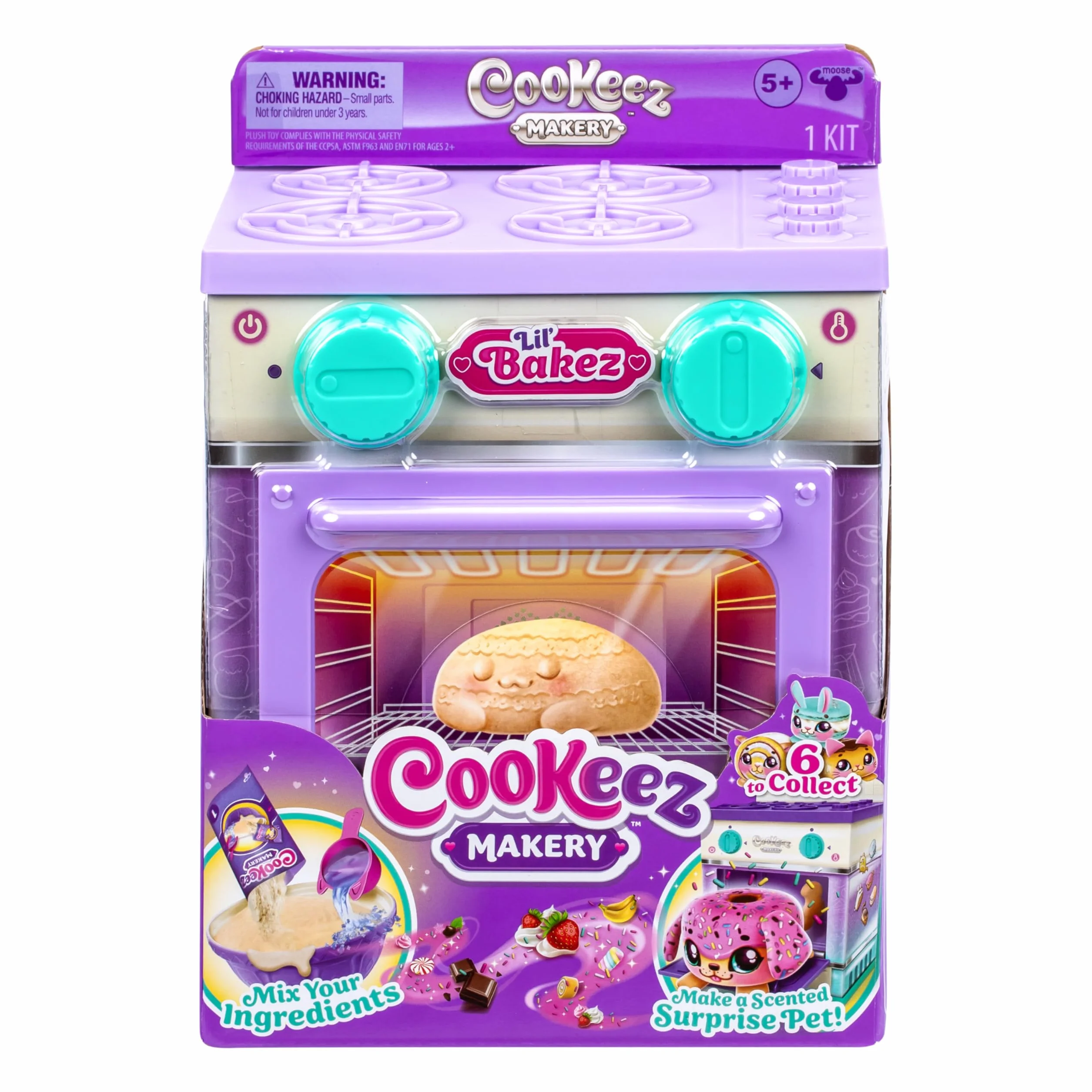 Cookeez Makery Lil' Bakez piekarnik, wymieszaj ciasto i zrób pachnącego zwierzaka niespodziankę w postaci cudownie pachnącej pluszowej zabawki (nieelektronicznej), piecz i zbieraj – style mogą się