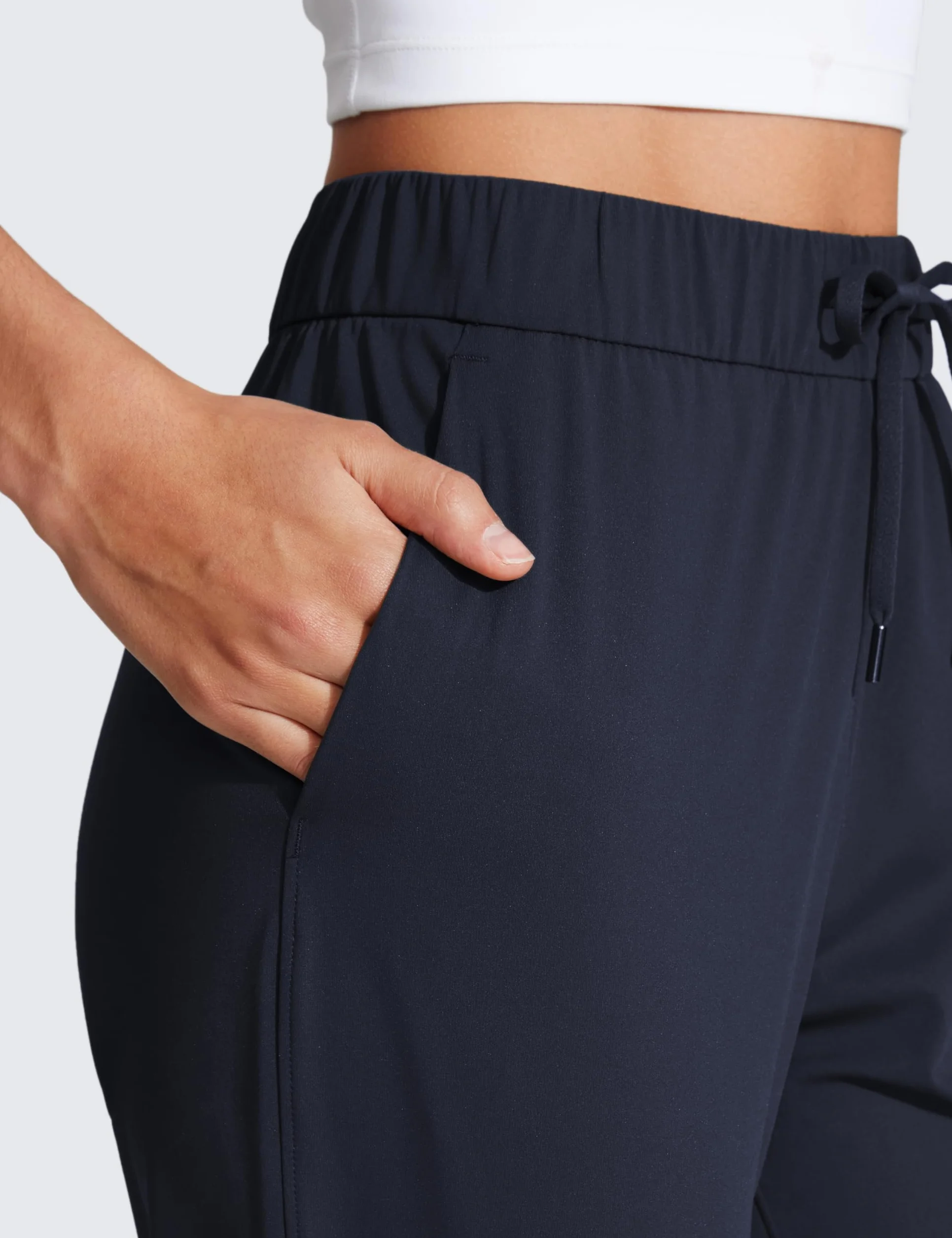 CRZ YOGA Damskie Spodnie Dresowe Stretch Lounge Spodnie Podróżne Sznurek Do Kostek 7/8 Trening Sportowy Dół
