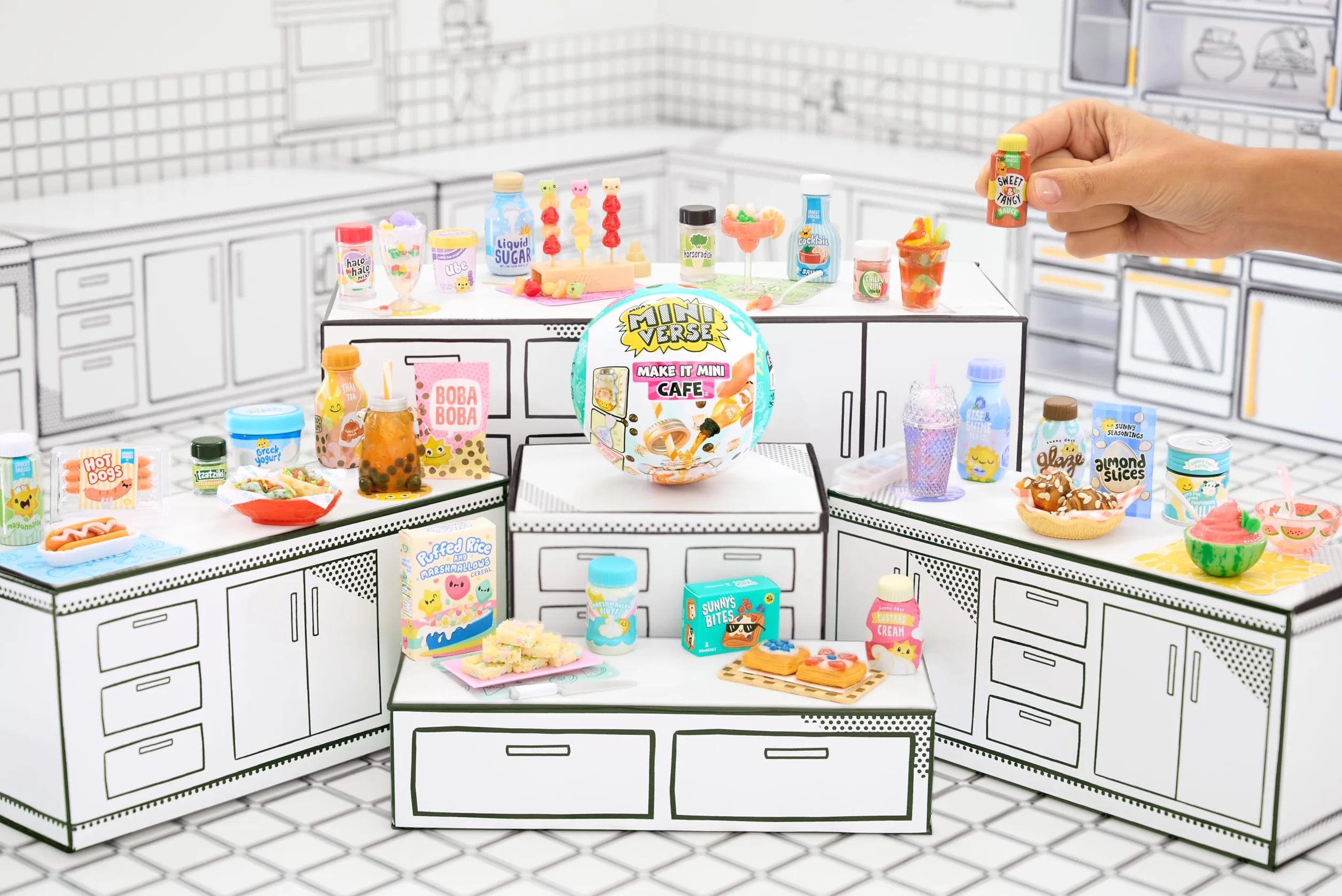 MGA's Miniverse Make It Mini Cafe Seria 4 - Mini przedmioty kolekcjonerskie, pudełko niespodzianka, majsterkowanie, zabawa żywicą, repliki żywności, dla kolekcjonerów i dzieci w wieku 8+, NIEJADALNE