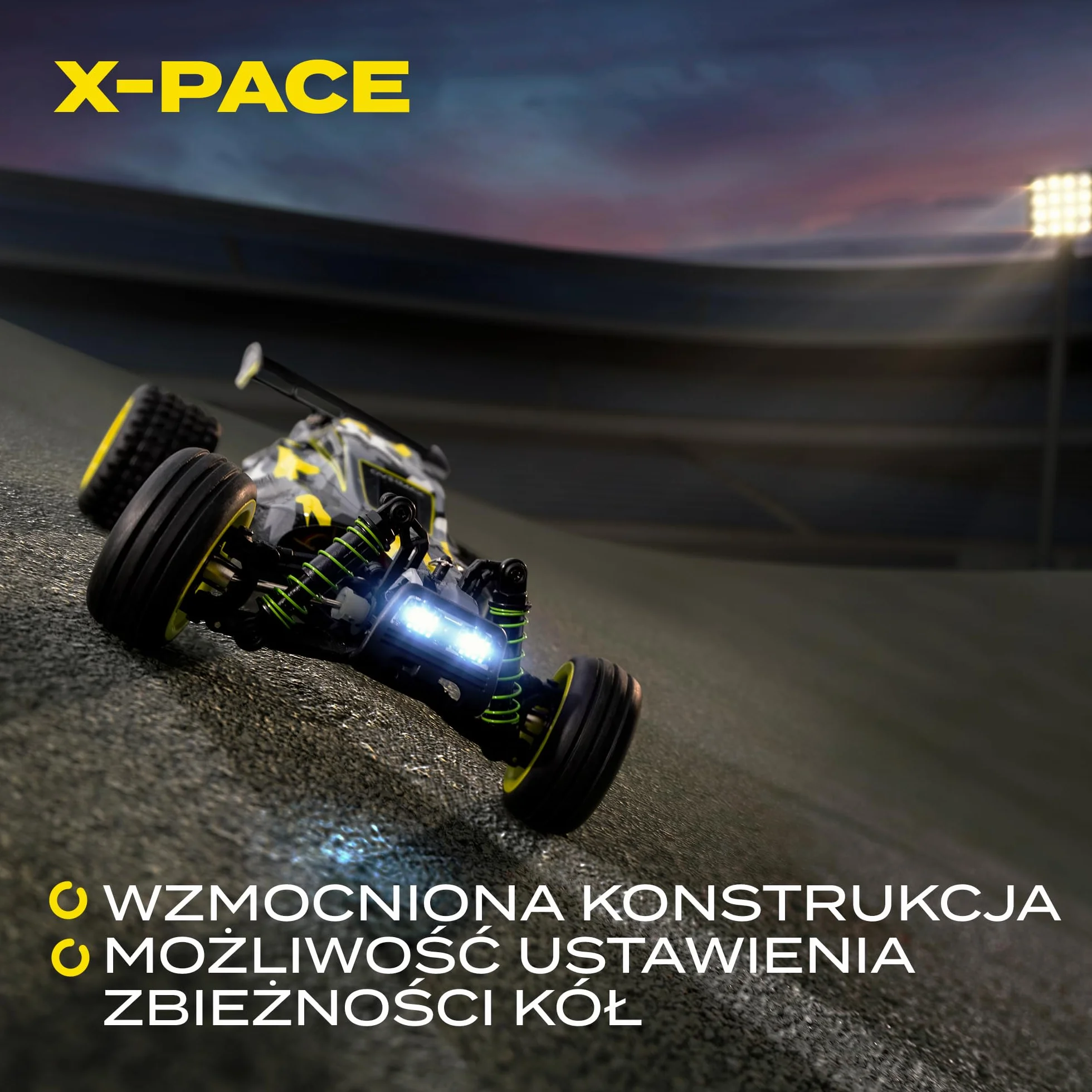 Samochód Zdalnie Sterowany OVERMAX X-Pace 4x4, Skala 1:18, Prędkość 45km/h, Zasięg 100m, Bateria Li-ion 850mAh, LED, Niezależne Zawieszenie, Wyczynowe Opony