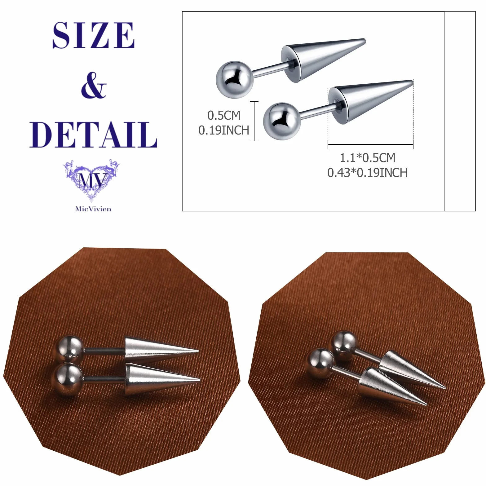 Kolce kulkowe do chrząstki kolczyki ze stali nierdzewnej 18 Gauge wkręty do przekłuwania uszu kolczyki kolce kolczyki punkowe stożek Edgy Tragus Post Studs Unisex, Stal nierdzewna, Bez