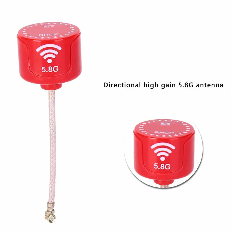 Antena VGEBY 5,8 GHz, 5,8 GHz 3 dBi RHCP o wysokim wzmocnieniu, spolaryzowana kołowo, pasuje do FPV Racing Drone RC Części Akcesoria Czerwony (UFL)