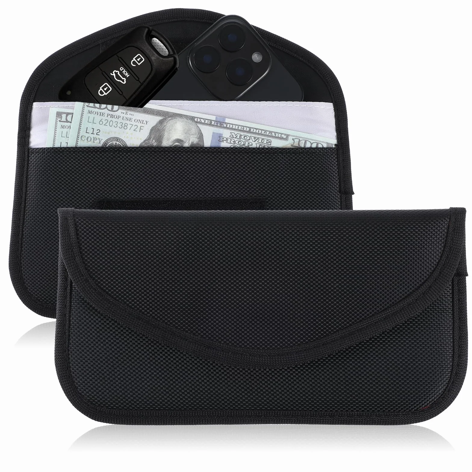 Faraday etui na klucze do telefonu komórkowego, etui na kluczyki samochodowe, ochrona przed kradzieżą RFID, blokowanie sygnału, ochrona prywatności (czarne)