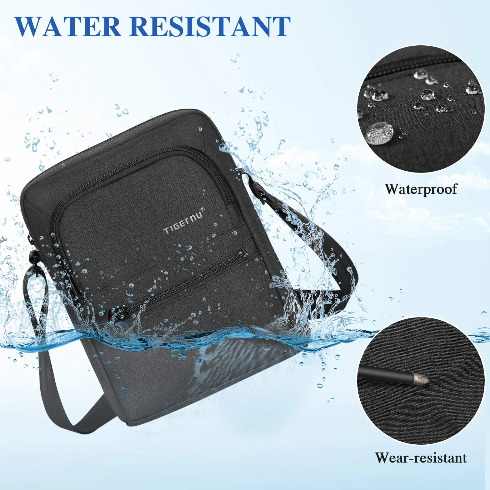 BAIGIO Torba na ramię męska, torba Oxford mała, torba męska crossbody, messenger z przegrodą na iPad i regulowanym paskiem na ramię, czarny, 21 * 8 * 26 cm, Współczesny