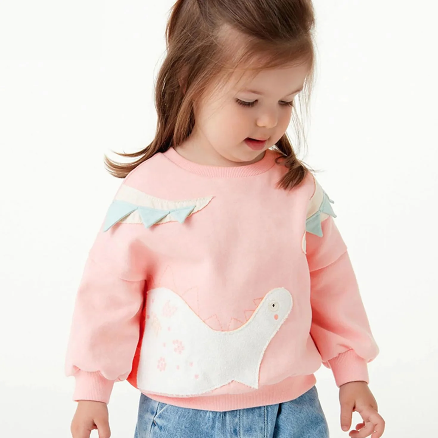 Bluzy dziewczęce sweter polarowy okrągły dekolt wiosna jesień zima odzież sportowa dziecięca bluza z kapturem strój treningowy sweter kurtka dla dziewczynek 2-7 lat