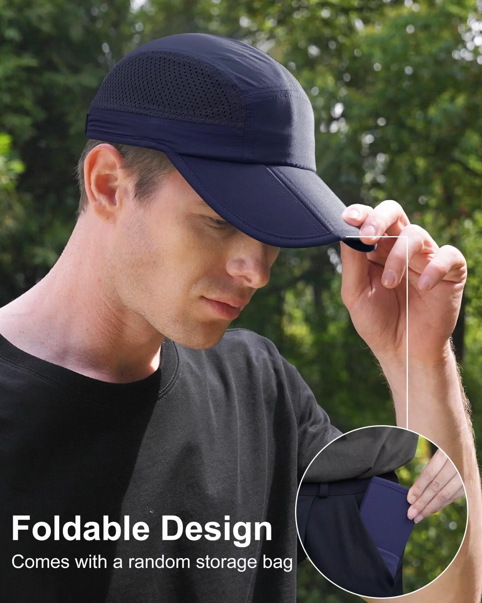 GADIEMKENSD Folding Outdoor Hat UPF 50+ Sun Protection Mesh Sport Hat