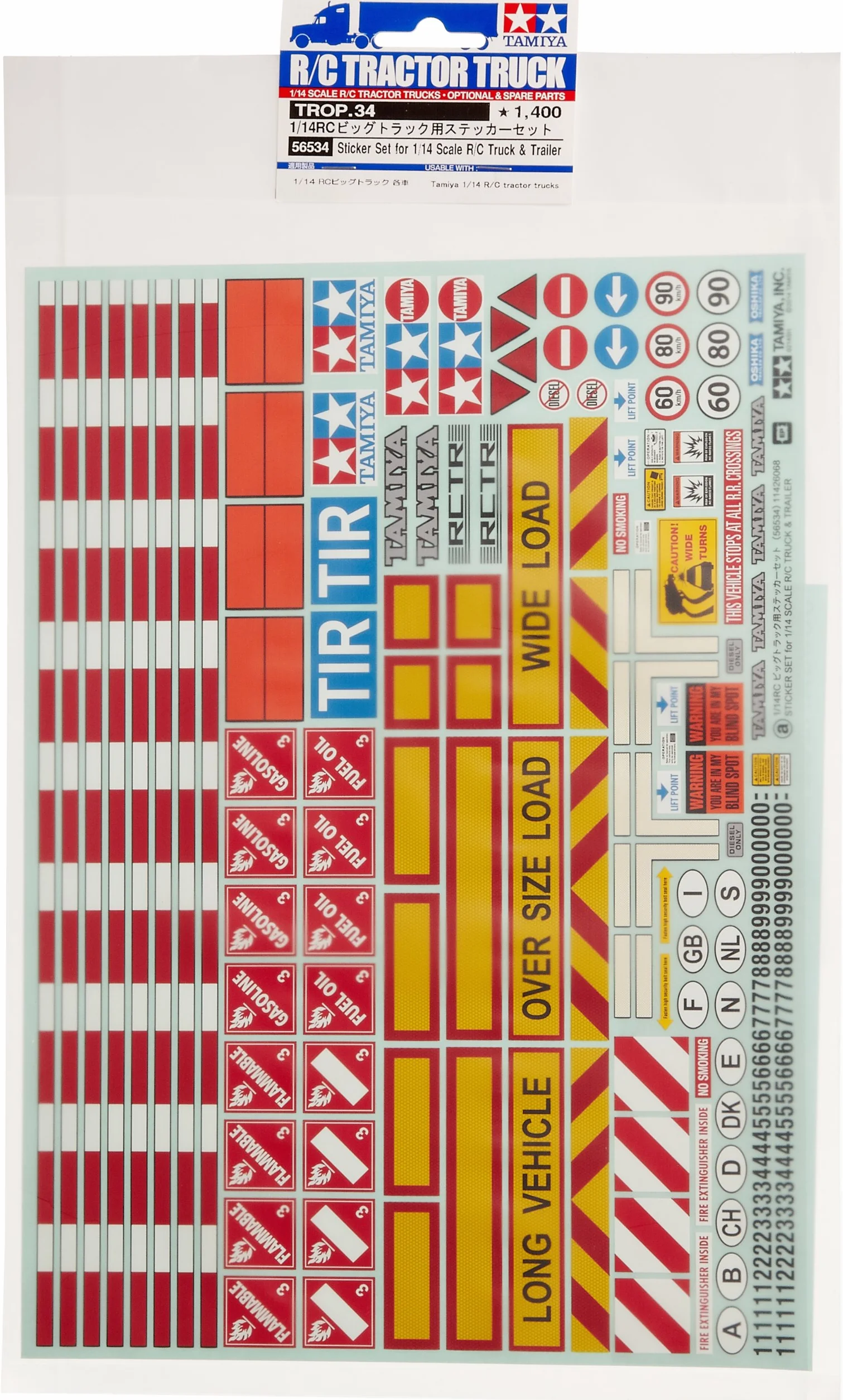 TAMIYA 300056534 1:14 dekoracja ostrzegawcza dla ciężarówek/przyczepy