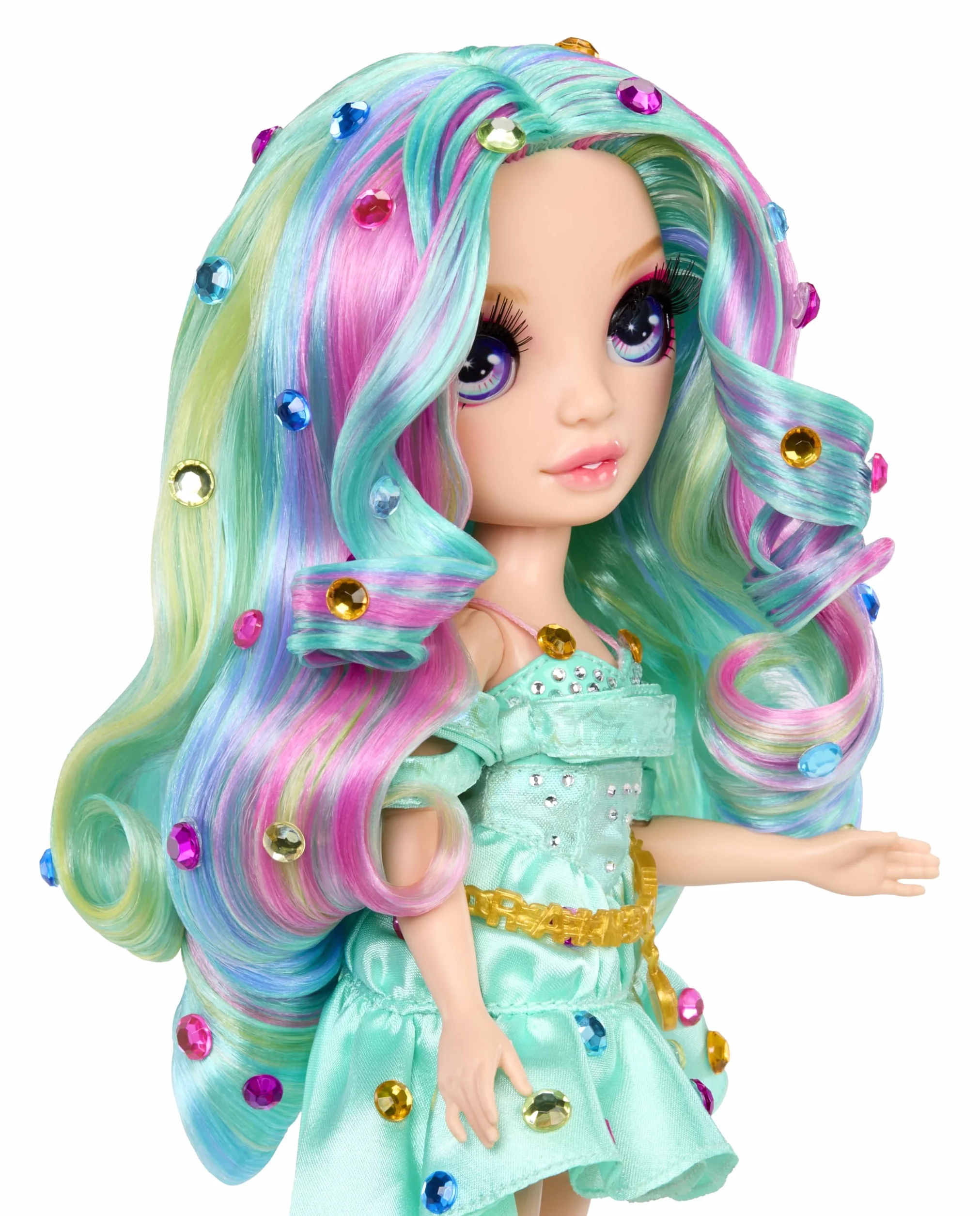 Rainbow High Be Dazzling - Celine Turquoise - 28 cm Turkusowa Modna Lalka z Narzędziem do Ozdabiania, Błyszczącymi Kryształkami i Akcesoriami do Stylizacji