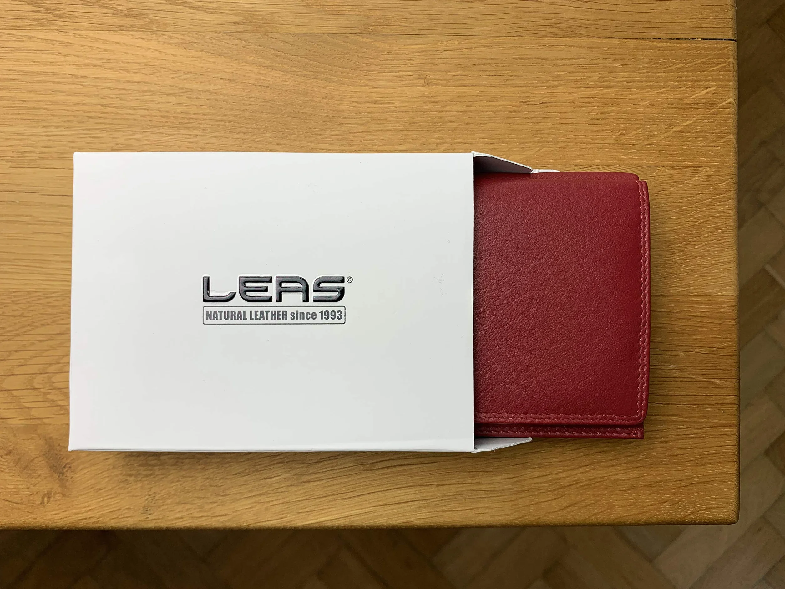 LEAS Portmonetka wiedeńskie pudełko z ochroną RFID z prawdziwej skóry, czerwone, edycja specjalna, czerwony, 11,5 x 9,5 x 2 centimètre