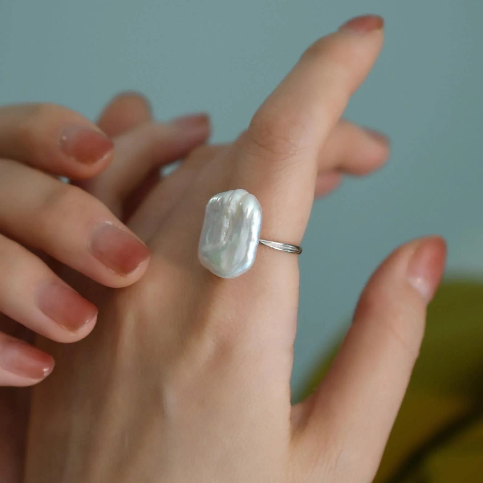 Fioletowa Naturalna Barokowa Perła Słodkowodna 925 Sterling Silver Ring Biżuteria Dla Kobiet Prezenty