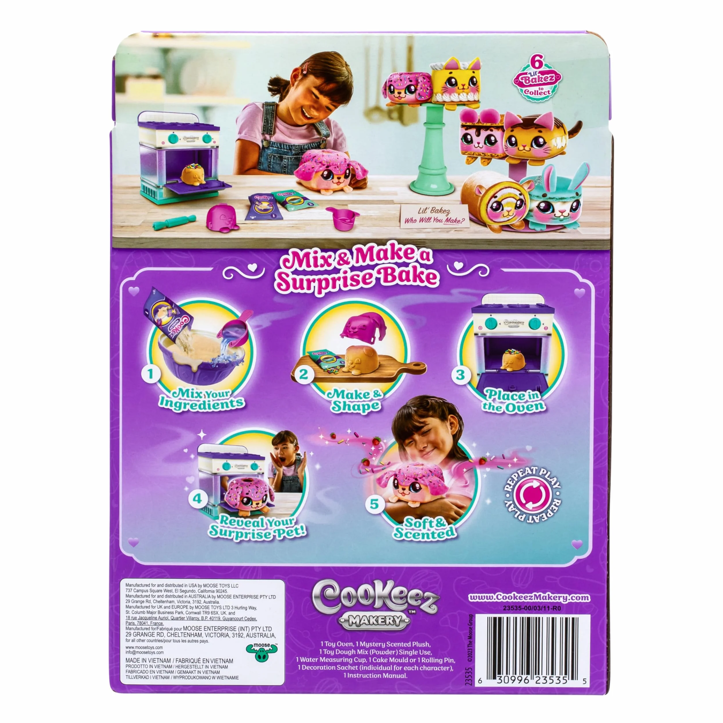 Cookeez Makery Lil' Bakez piekarnik, wymieszaj ciasto i zrób pachnącego zwierzaka niespodziankę w postaci cudownie pachnącej pluszowej zabawki (nieelektronicznej), piecz i zbieraj – style mogą się