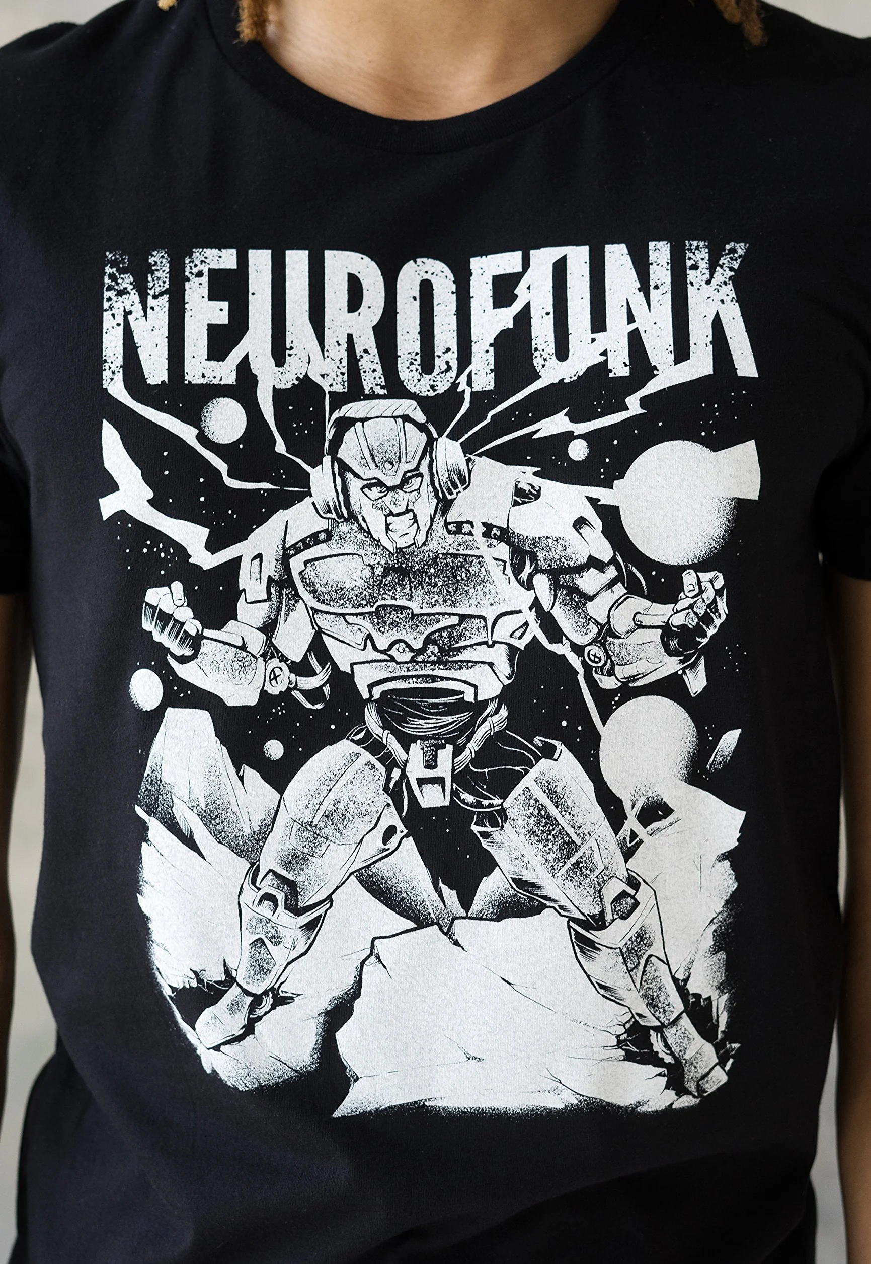 Neurofunk Destruction T-shirt - perkusyjny i basowy robot DJ muzyczny producent dżunglisty dubstep sitodruk koszulka top