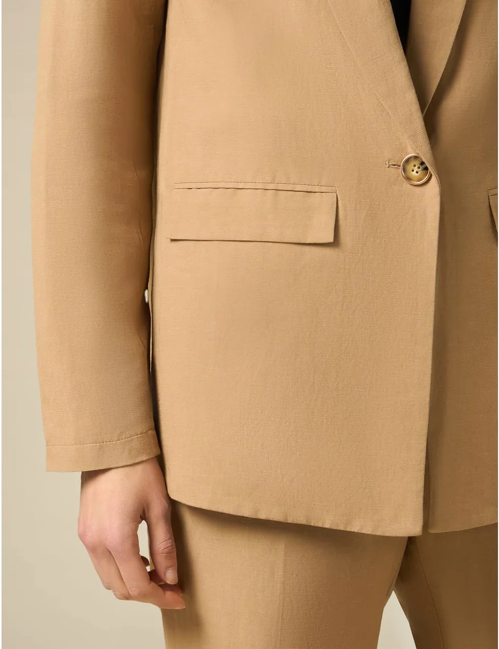 Oltre: Blazer z mieszanki lnu Spring Summer 24, beżowy, 48
