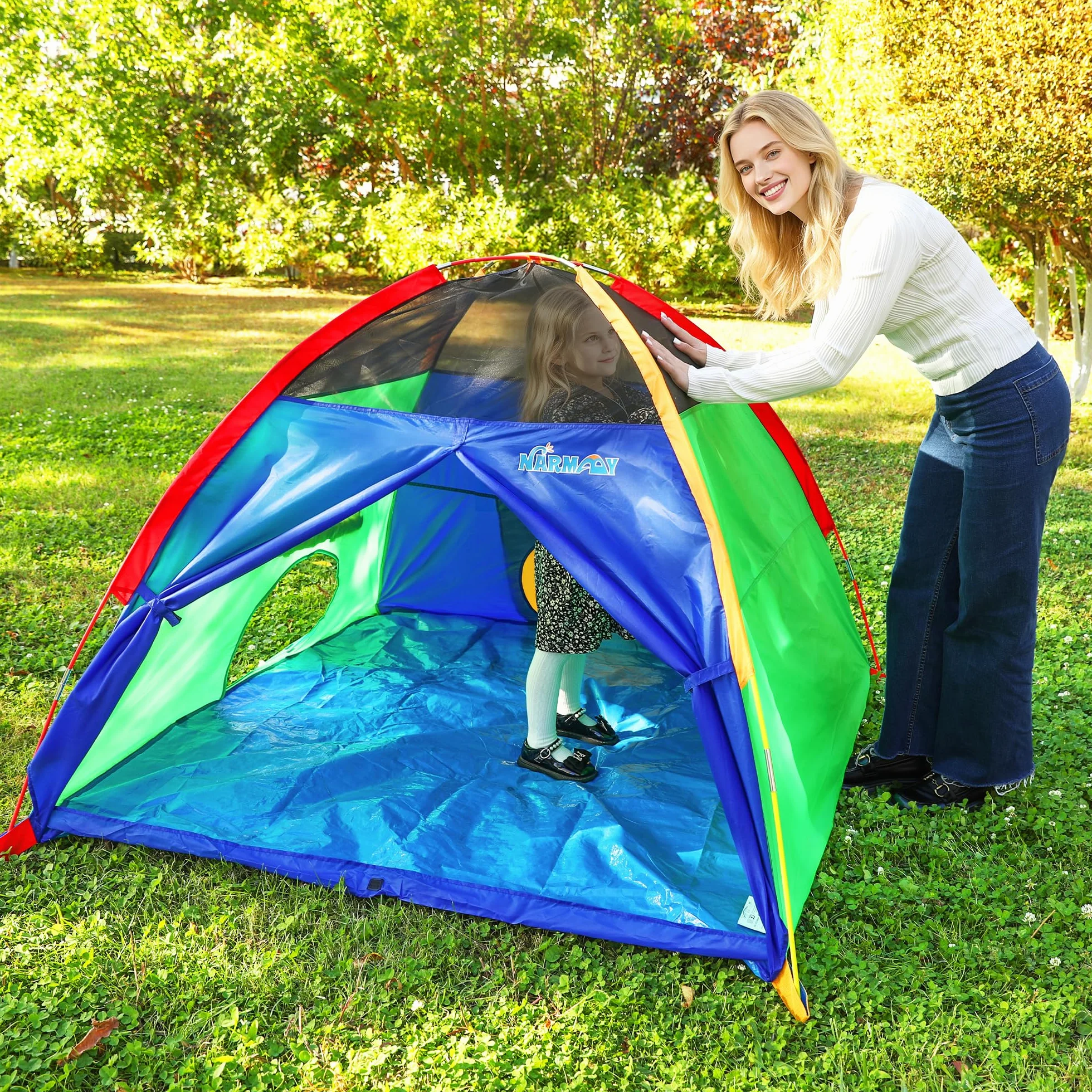 NARMAY® Namiot do zabawy Easy Fun namiot kopułowy dla dzieci do wewnątrz / na zewnątrz - 152 x 152 x 111 cm