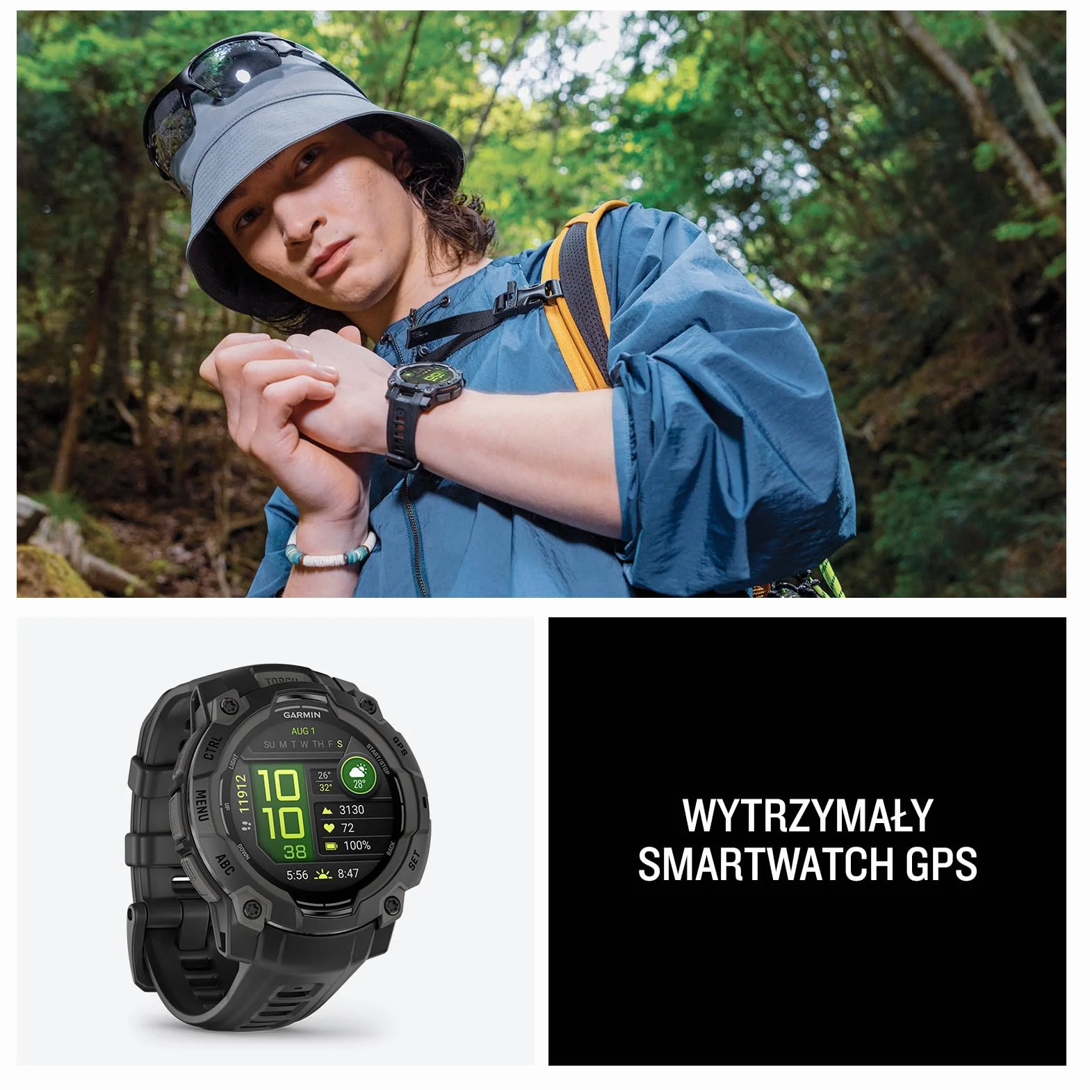 Garmin Instinct 3 [odnowiony], 45 mm AMOLED wytrzymały smartwatch GPS, wbudowane aplikacje sportowe i monitorowanie zdrowia, latarka LED, odporny na wstrząsy, 10 ATM, czas pracy baterii do 18 dni