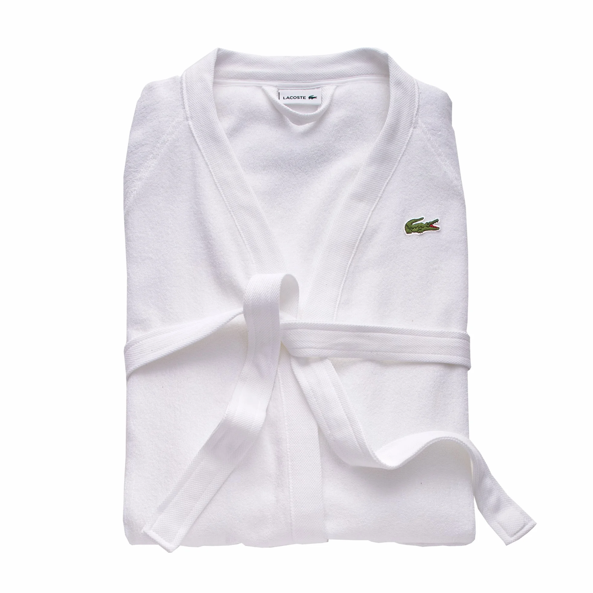 Lacoste Klasyczny szlafrok kąpielowy w100% z bawełny, dla mężczyzn i kobiet, jeden rozmiar pasuje do większości, biały