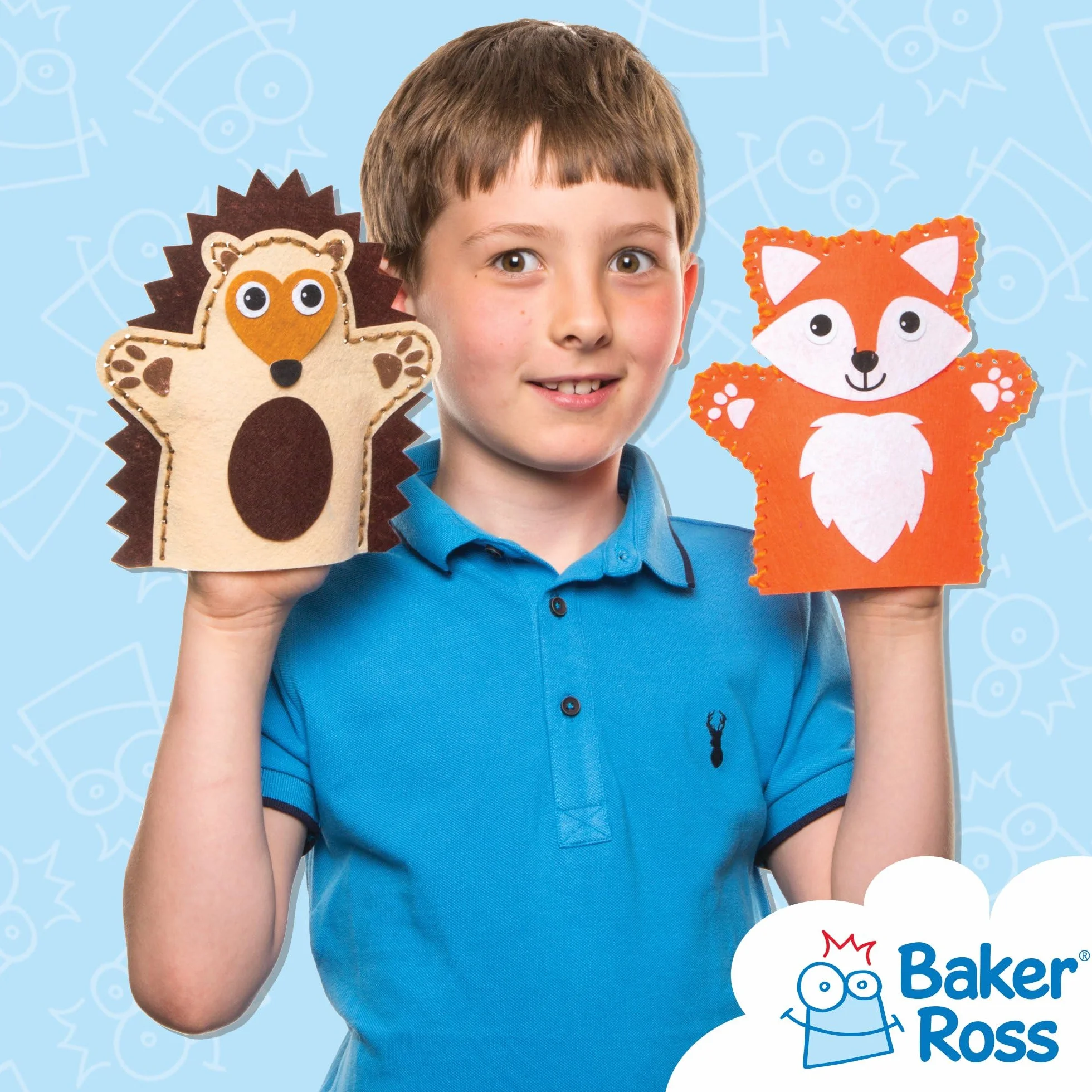 Baker Ross Woodland Animal Zestaw do Szycia Lalek, Wełna, Wielokolorowy, 3 Sztuki