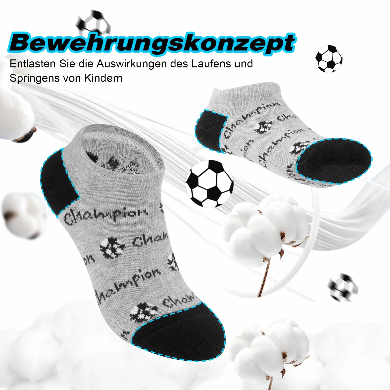Cirorld Dziecięce skarpety do sneakersów, 6 par skarpet sportowych, dla chłopców, do piłki nożnej, bawełny, dla dzieci w wieku szkolnym, kolorowe skarpety dziecięce na co dzień i do uprawiania sportu